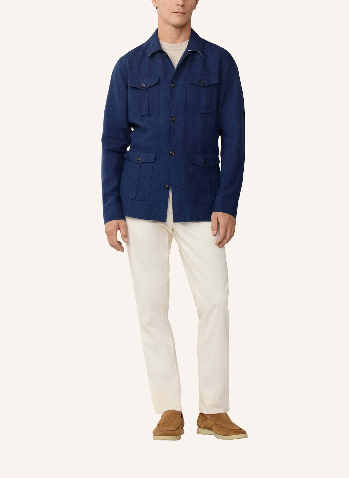 HACKETT LONDON Fieldjacket LINEN 4PK OVERSHIRT: BLAU