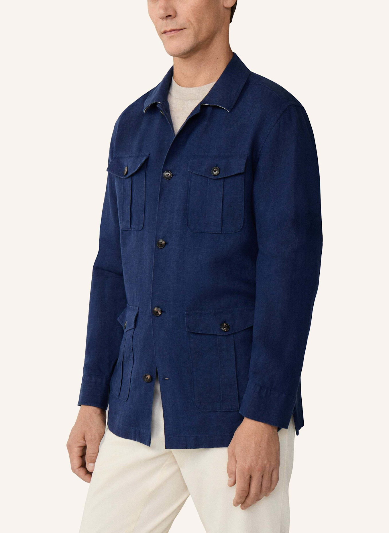 HACKETT LONDON Fieldjacket LINEN 4PK OVERSHIRT: BLAU