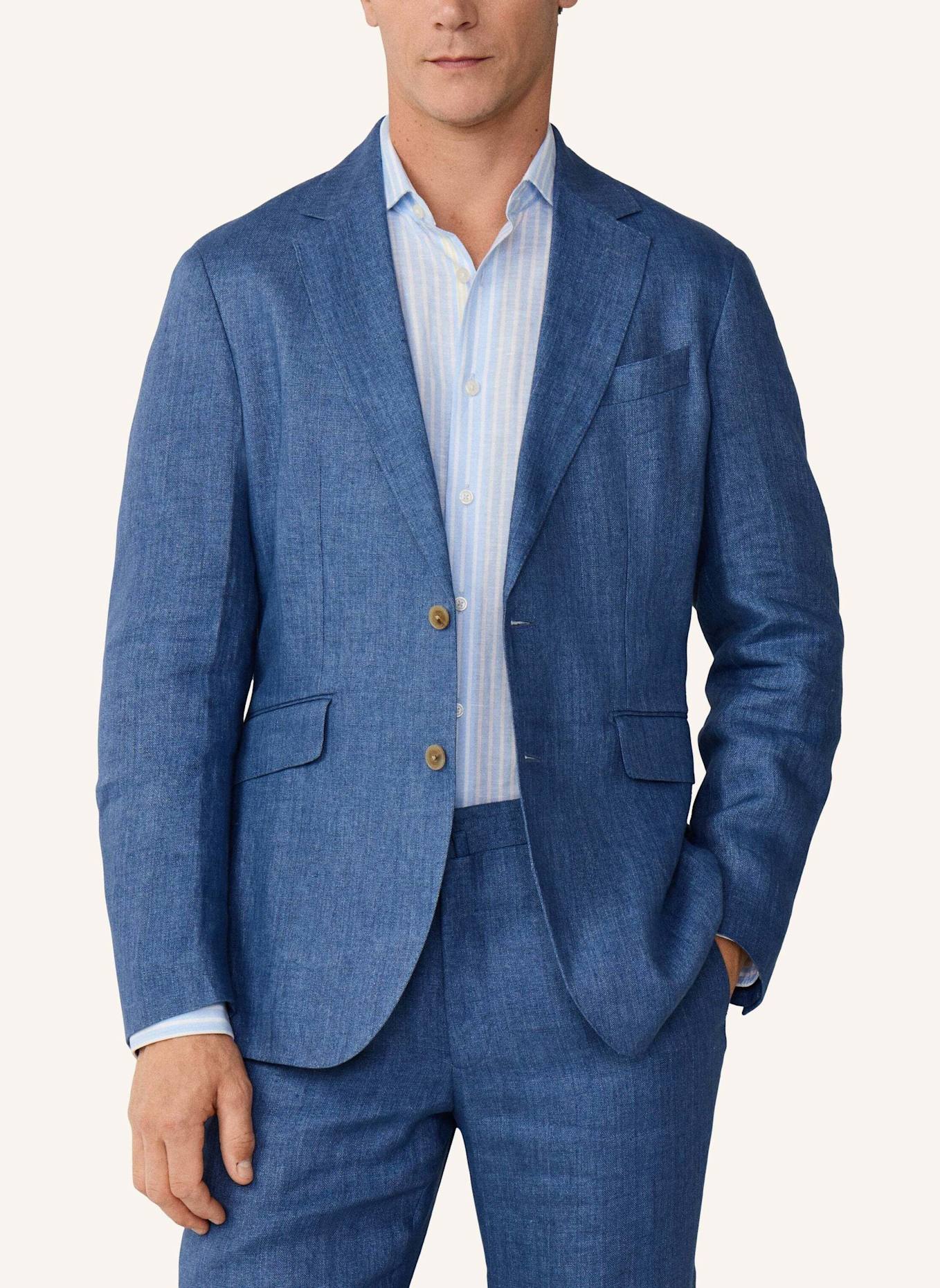 HACKETT LONDON Sakko LINEN DELAVE HOPSACK: BLAU