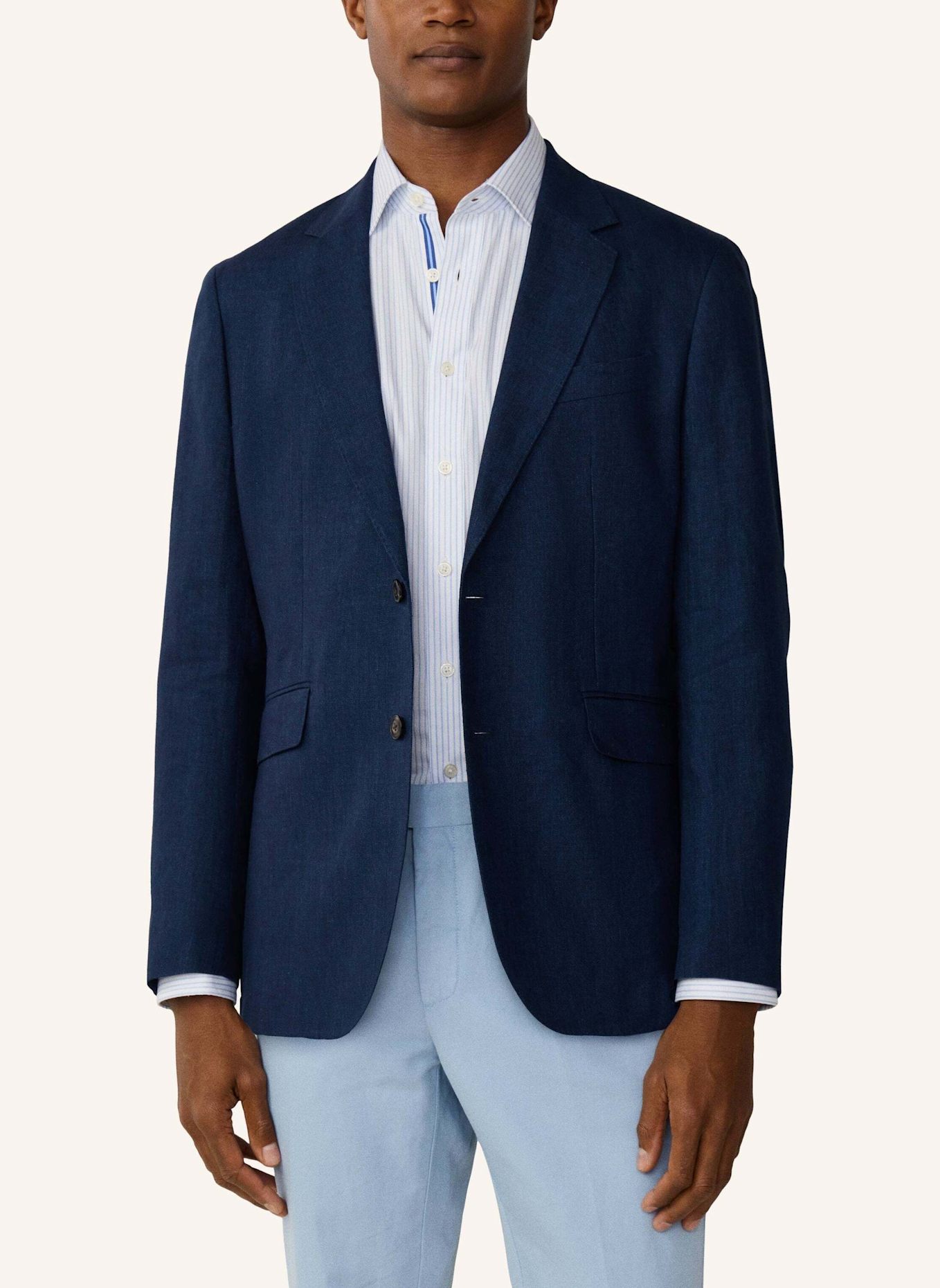 HACKETT LONDON Sakko LINEN DELAVE HOPSACK: DUNKELBLAU