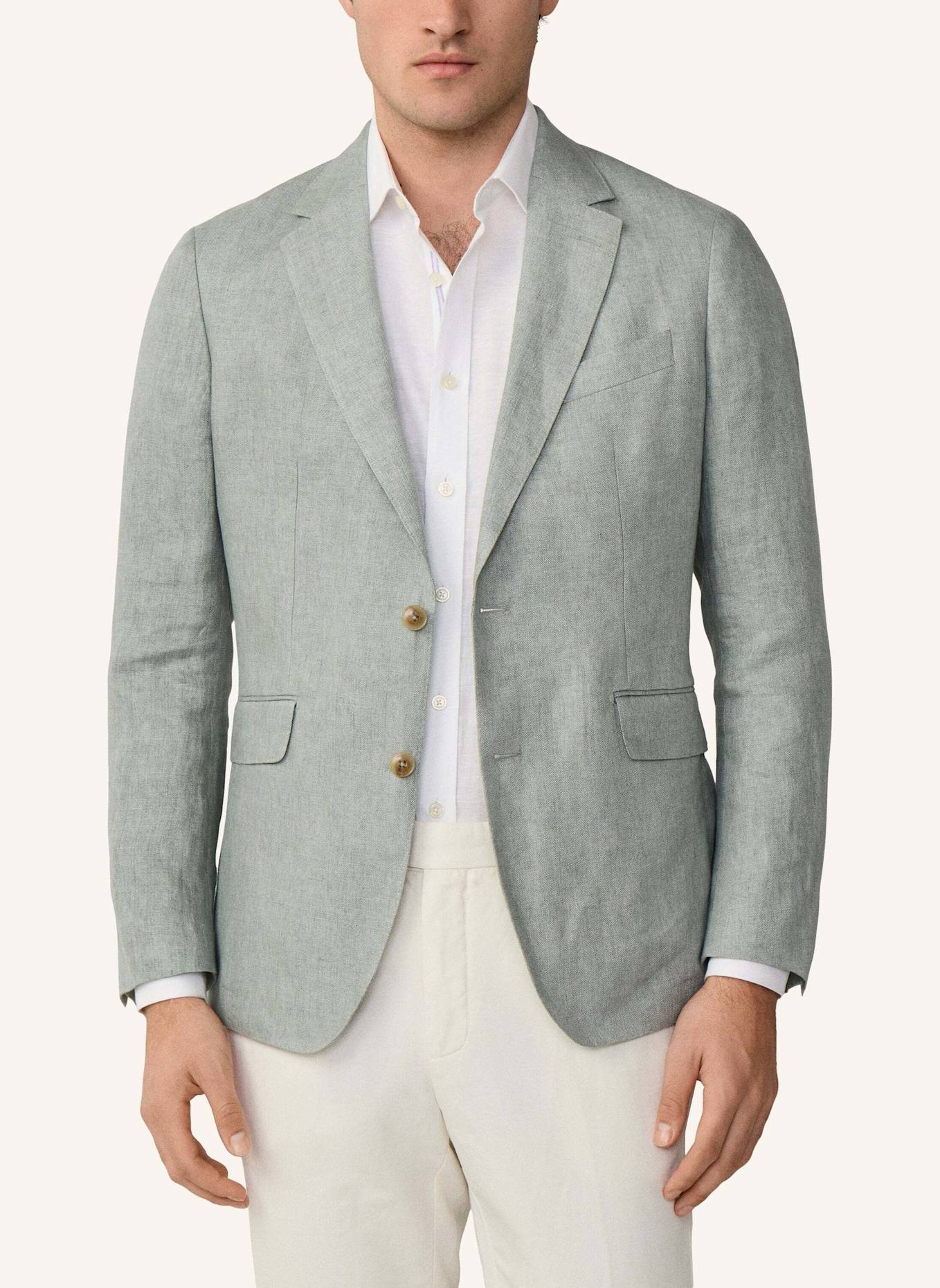 HACKETT LONDON Sakko LINEN DELAVE HOPSACK: HELLGRÜN