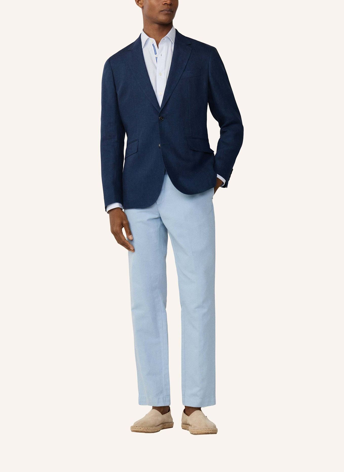 HACKETT LONDON Sakko LINEN DELAVE HOPSACK: DUNKELBLAU