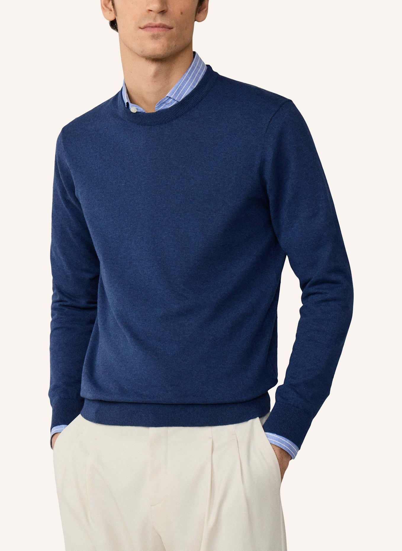 HACKETT LONDON Pullover COTTON LINEN CREW: BLAU