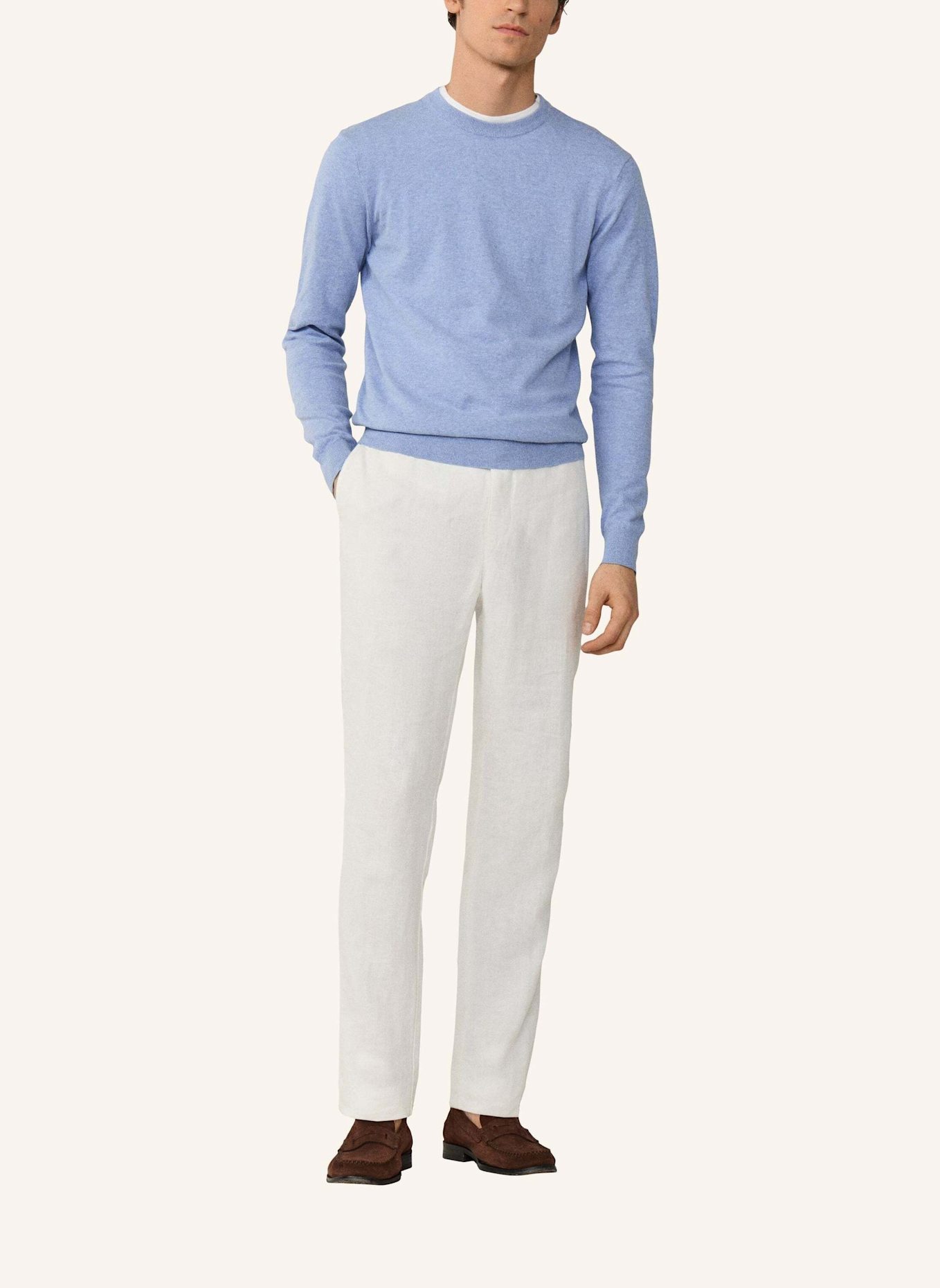 HACKETT LONDON Pullover COTTON LINEN CREW: BLAU