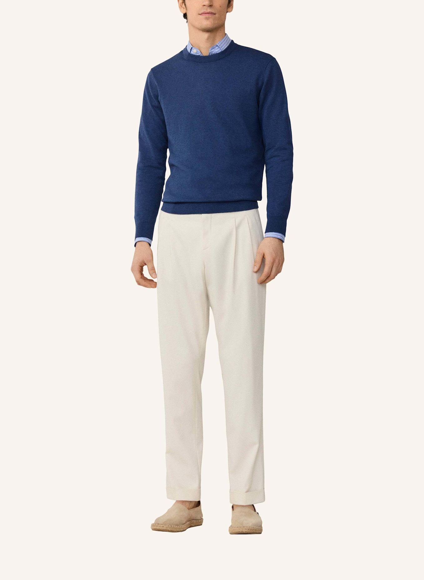 HACKETT LONDON Pullover COTTON LINEN CREW: BLAU