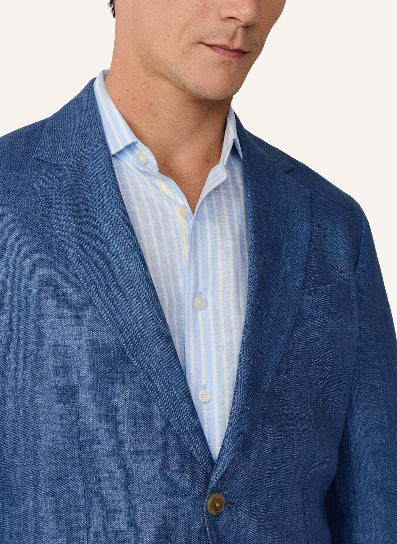 HACKETT LONDON Sakko LINEN DELAVE HOPSACK: BLAU