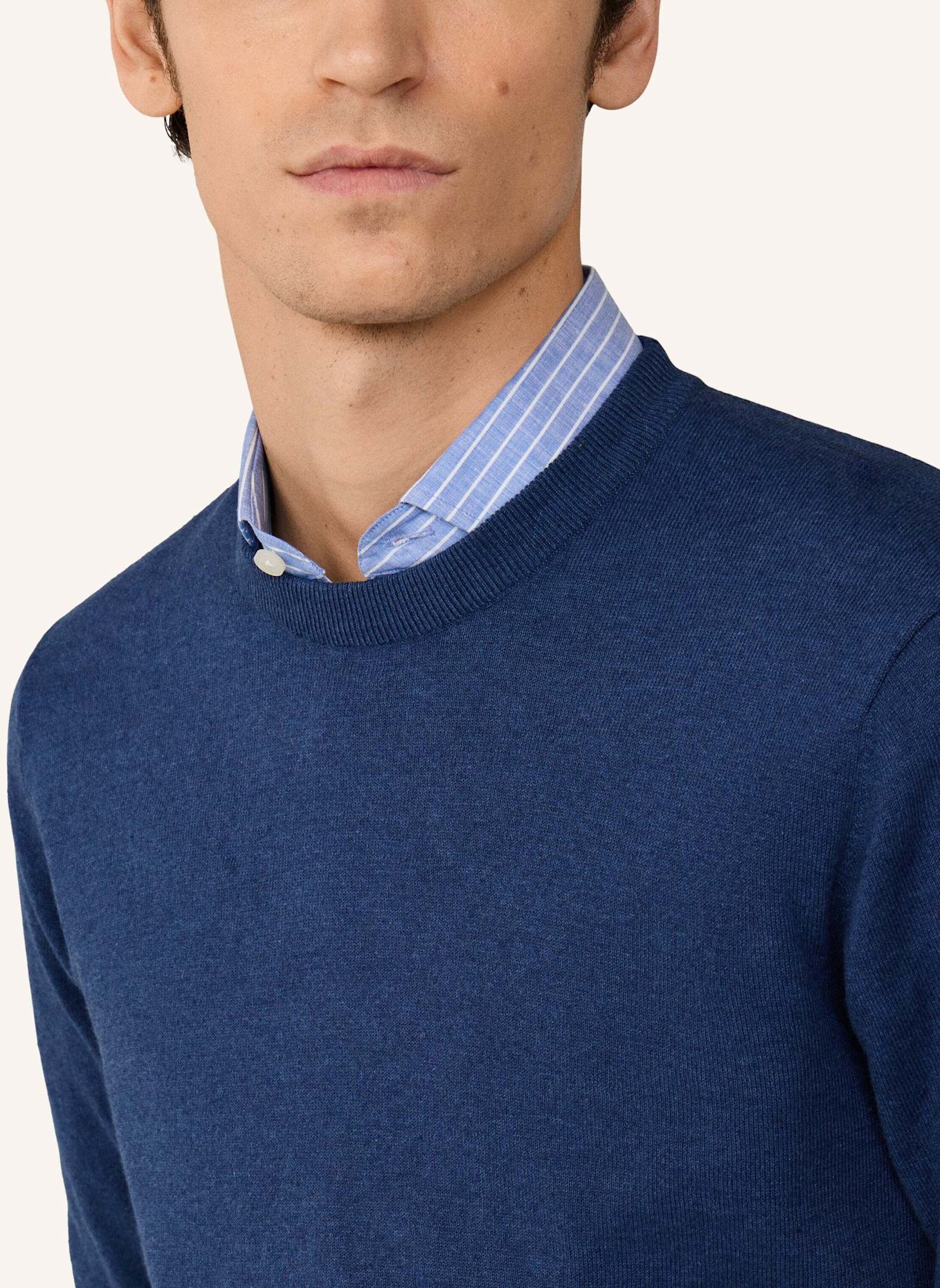 HACKETT LONDON Pullover COTTON LINEN CREW: BLAU
