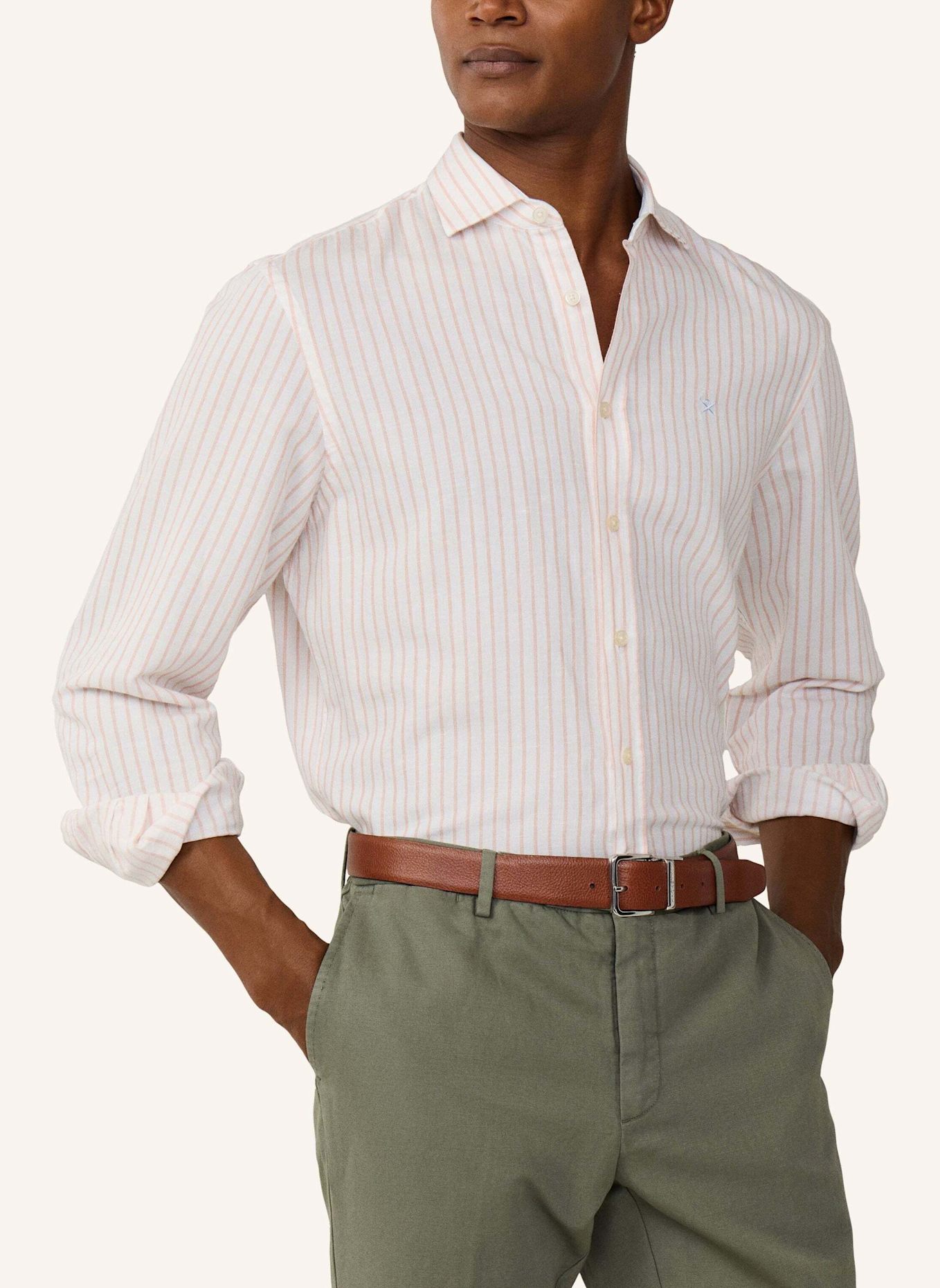HACKETT LONDON Freizeithemd COT LIN SUMMER STRIPE: ORANGE