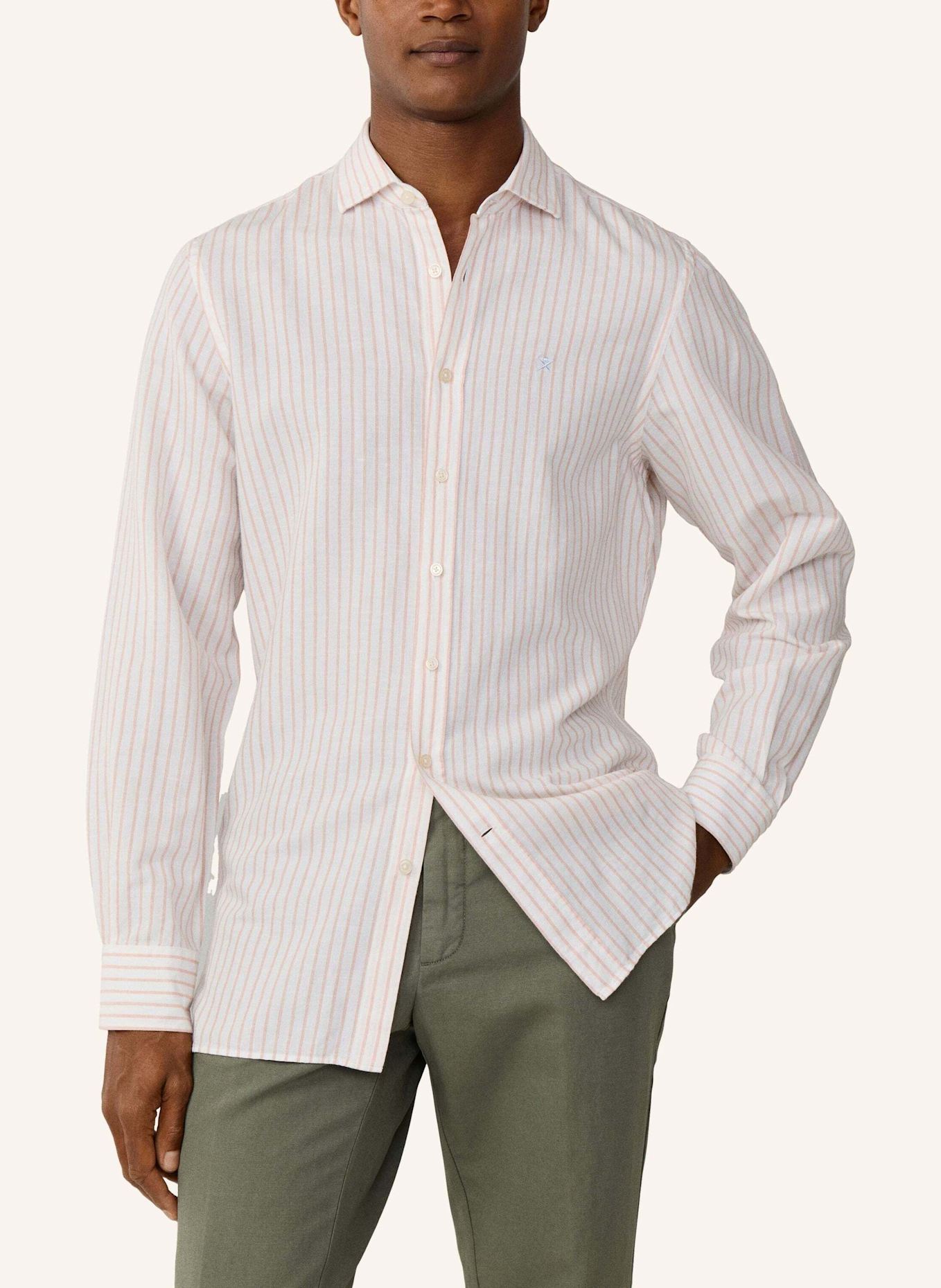 HACKETT LONDON Freizeithemd COT LIN SUMMER STRIPE: ORANGE