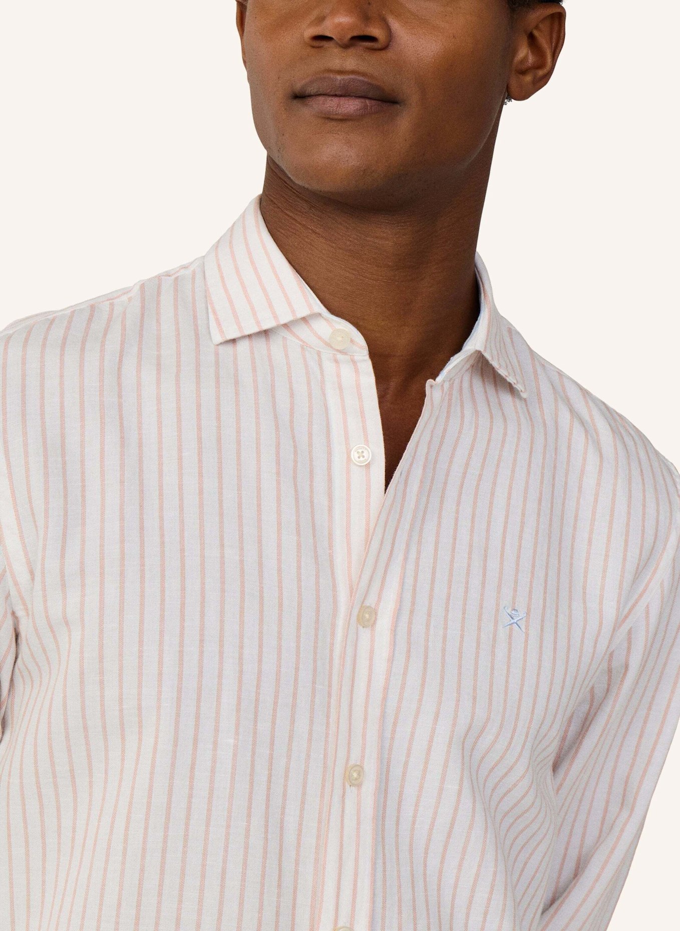 HACKETT LONDON Freizeithemd COT LIN SUMMER STRIPE: ORANGE