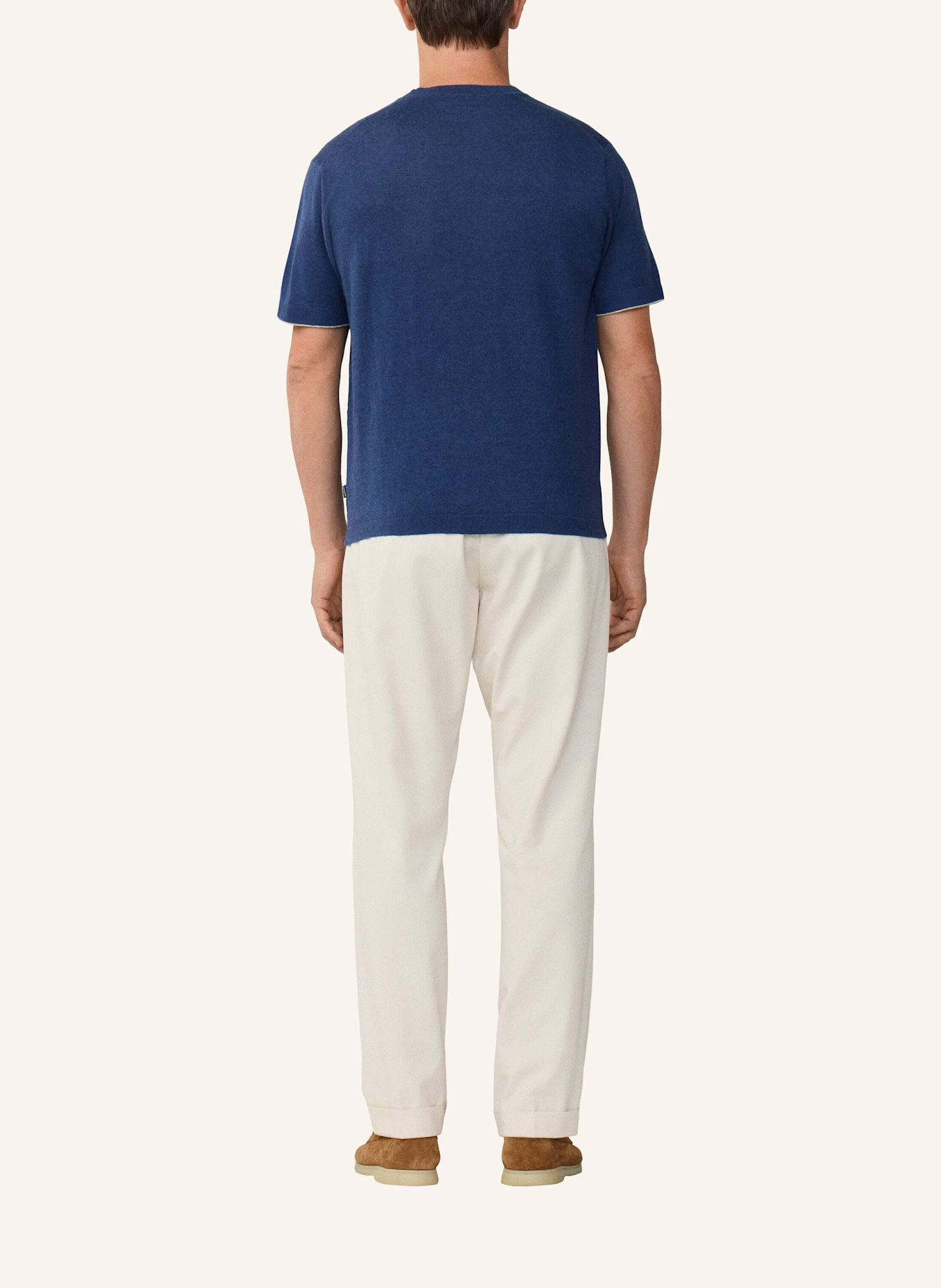 HACKETT LONDON T-Shirt COTTON LINEN KNIT TEE: BLAU
