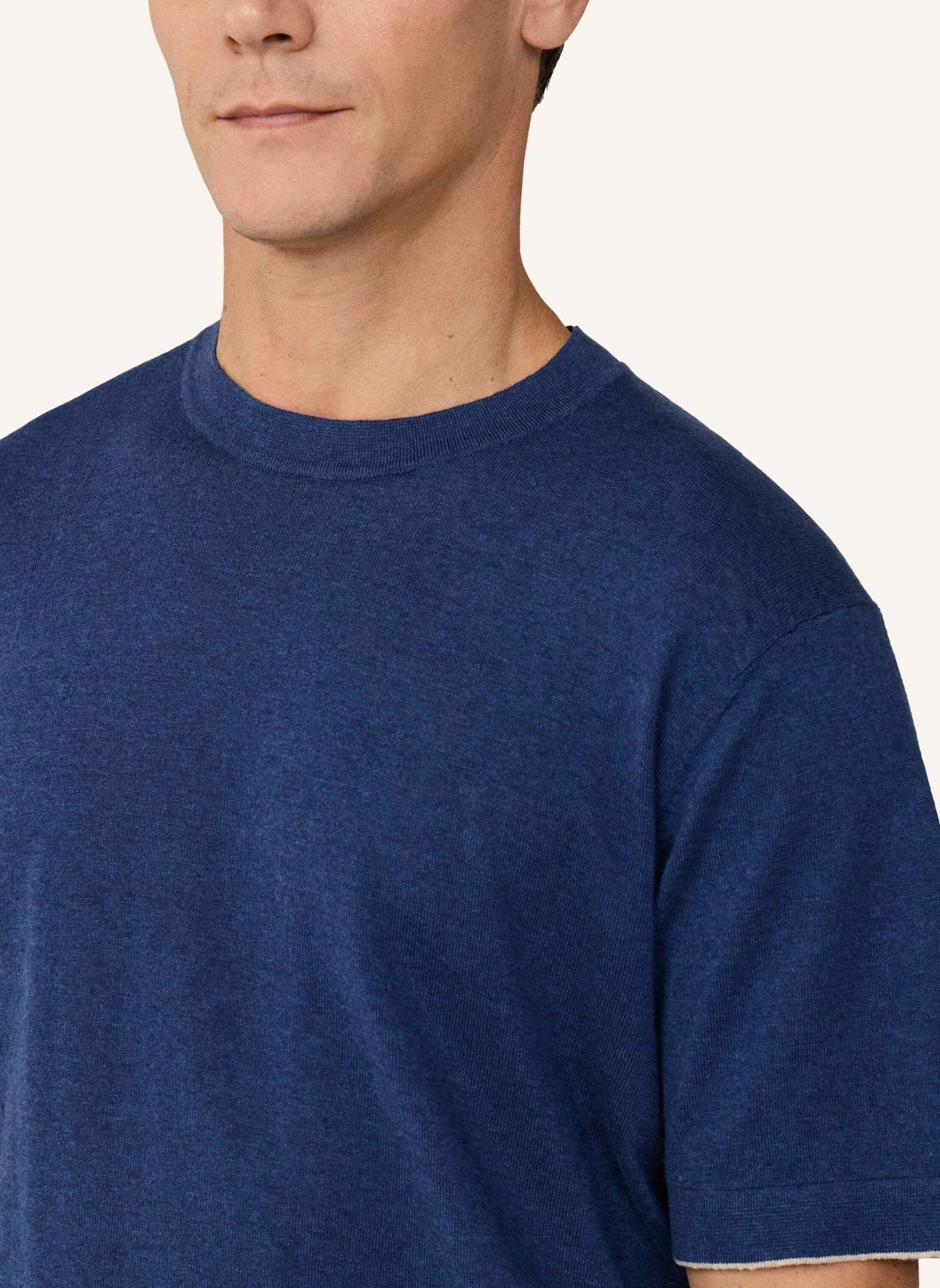 HACKETT LONDON T-Shirt COTTON LINEN KNIT TEE: BLAU