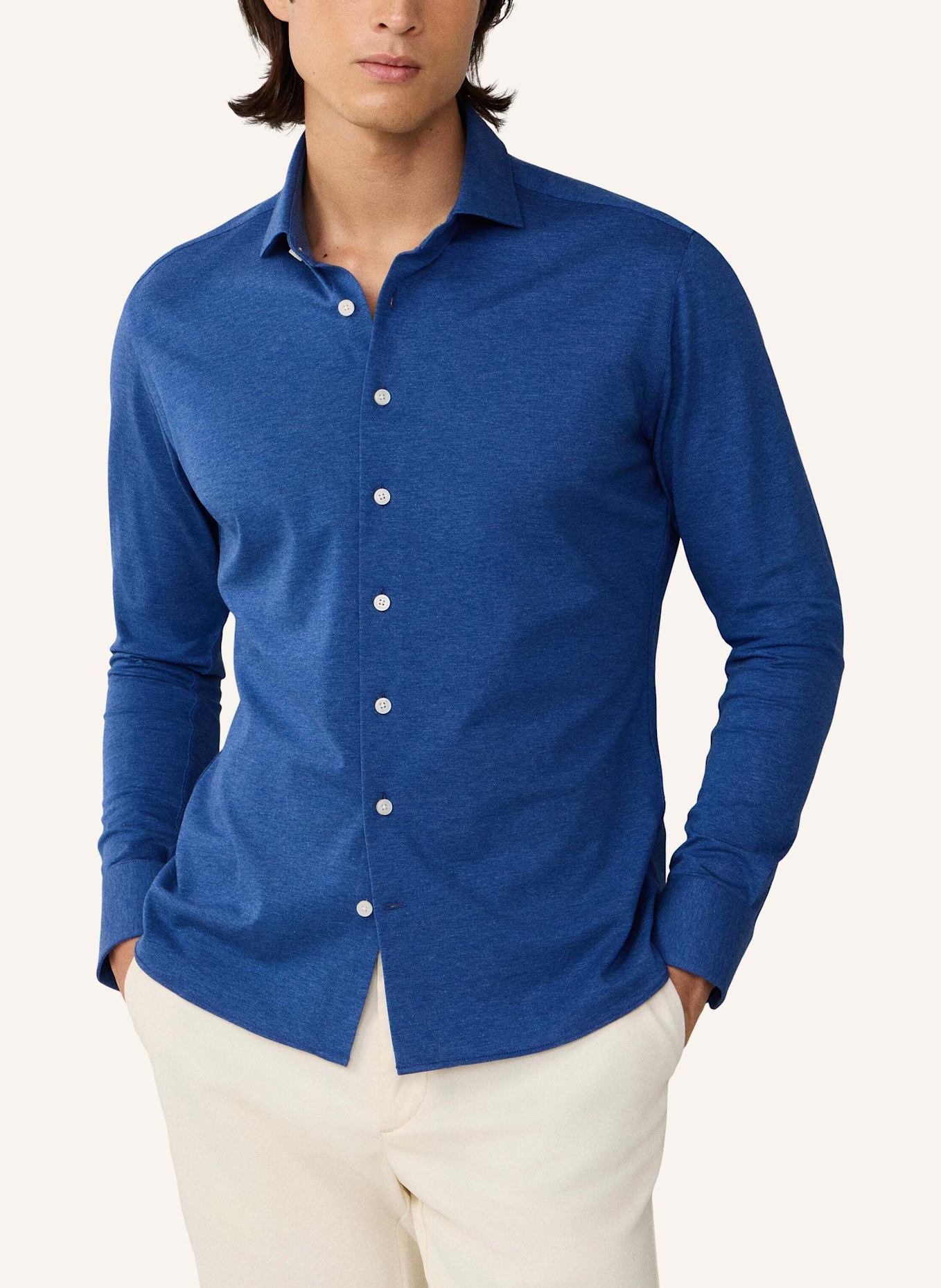 HACKETT LONDON Freizeithemd PIQUE JERSEY SHIRT: BLAU