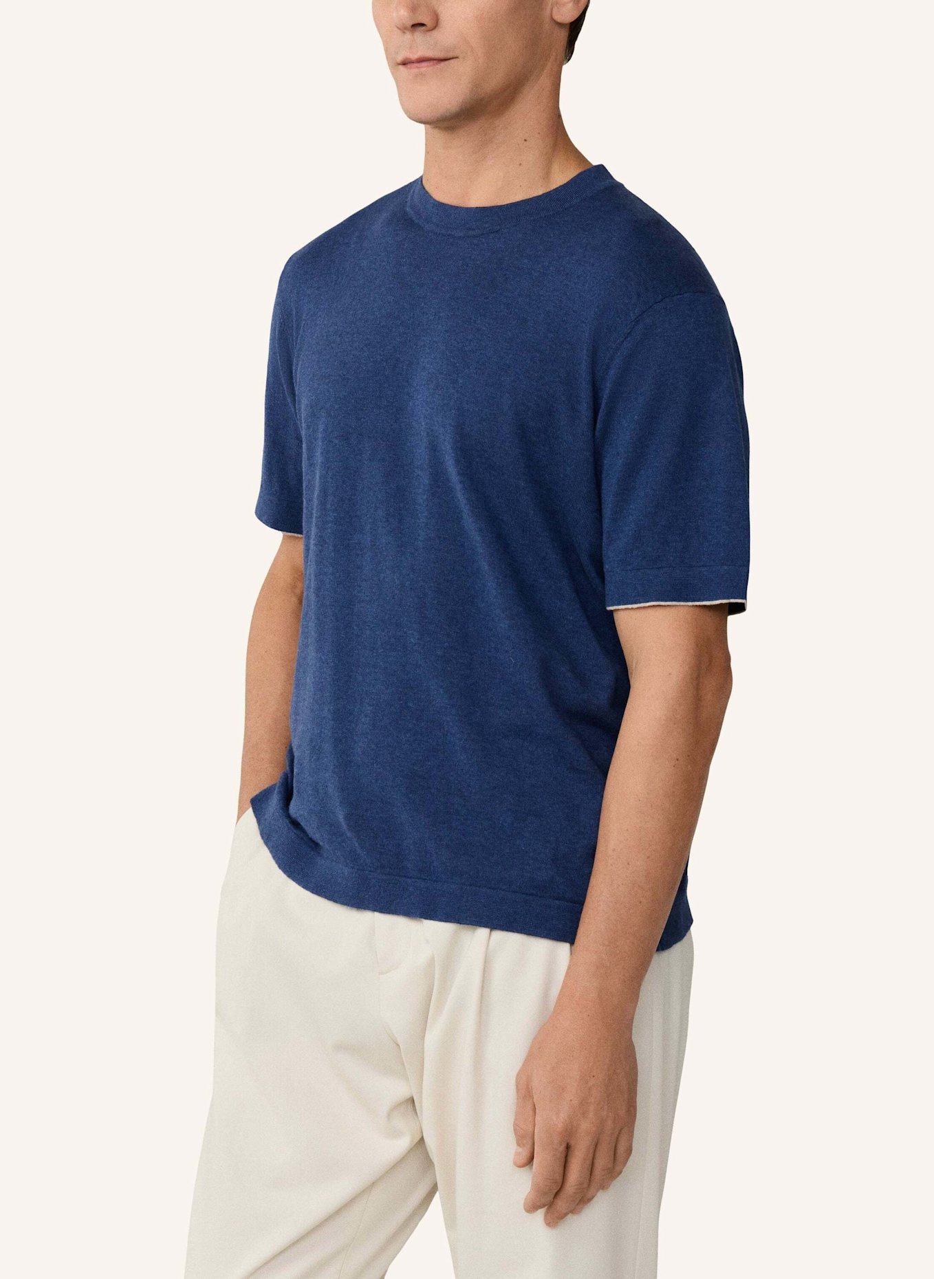 HACKETT LONDON T-Shirt COTTON LINEN KNIT TEE: BLAU