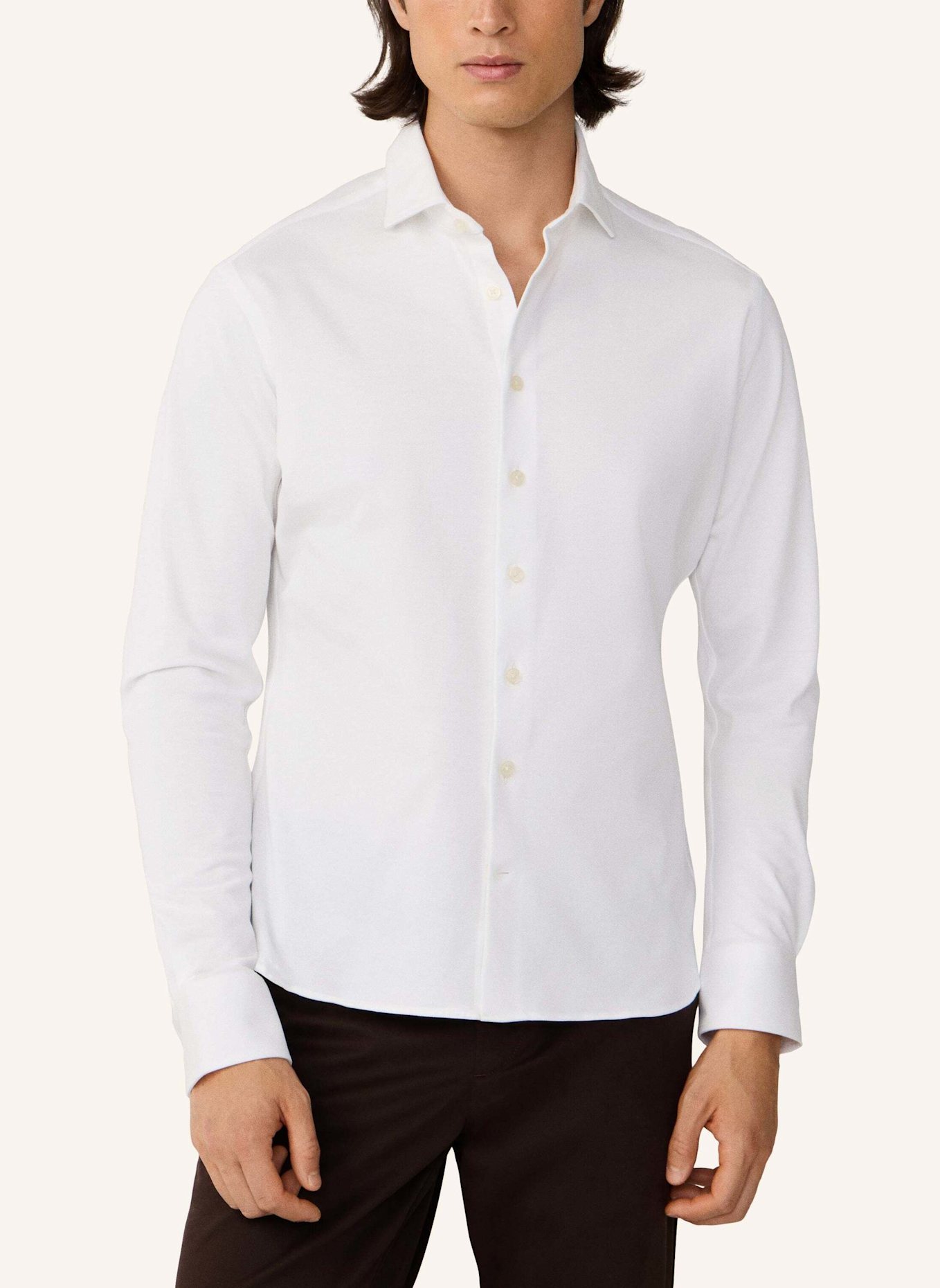 HACKETT LONDON Freizeithemd PIQUE JERSEY SHIRT: WEISS