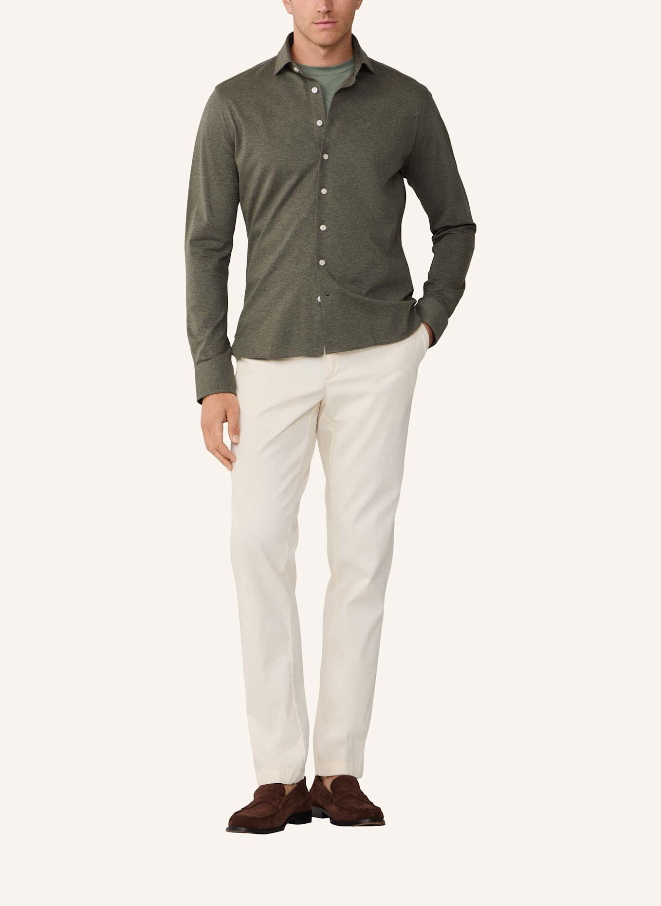 HACKETT LONDON Freizeithemd PIQUE JERSEY SHIRT: GRÜN