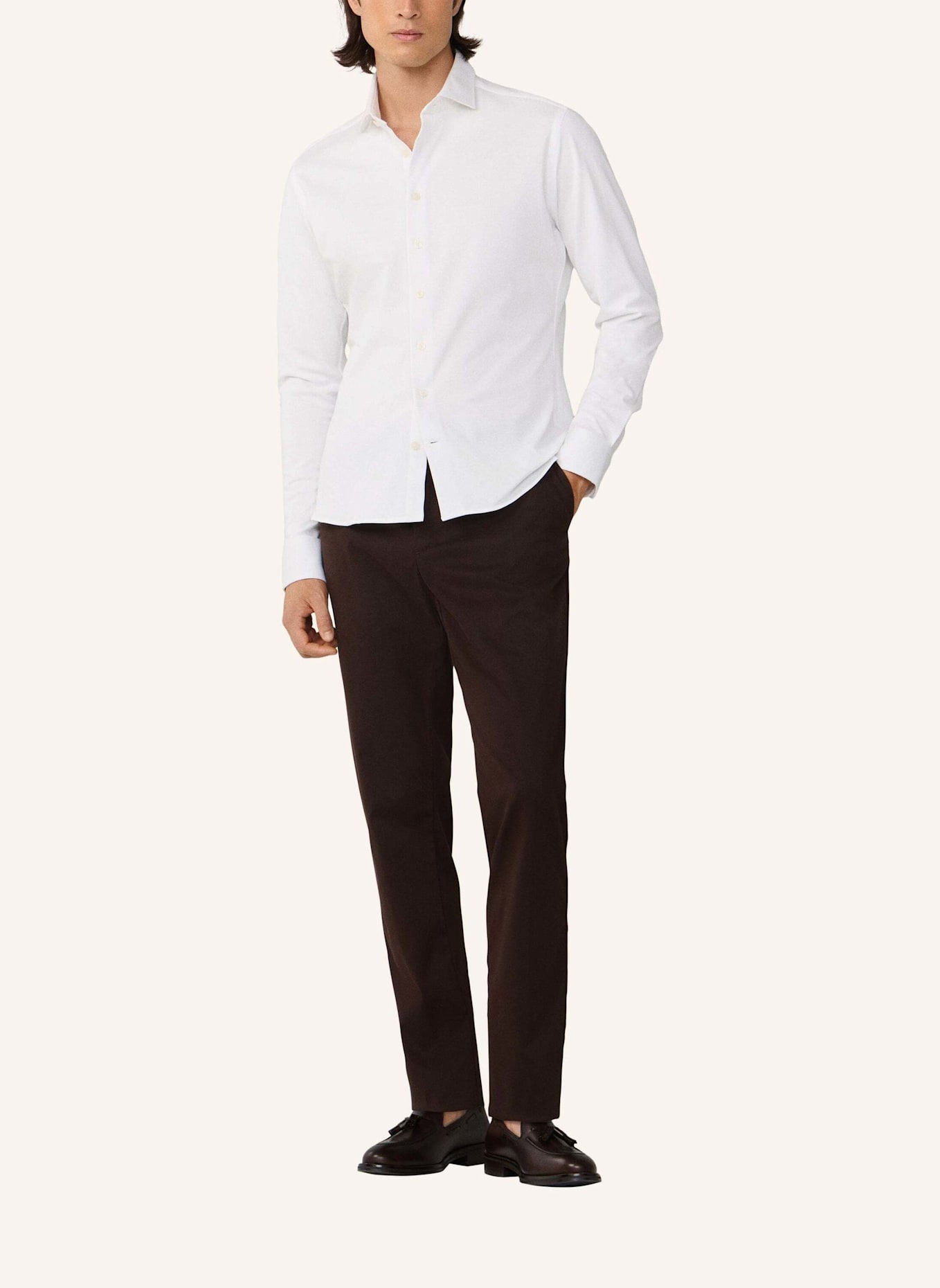 HACKETT LONDON Freizeithemd PIQUE JERSEY SHIRT: WEISS