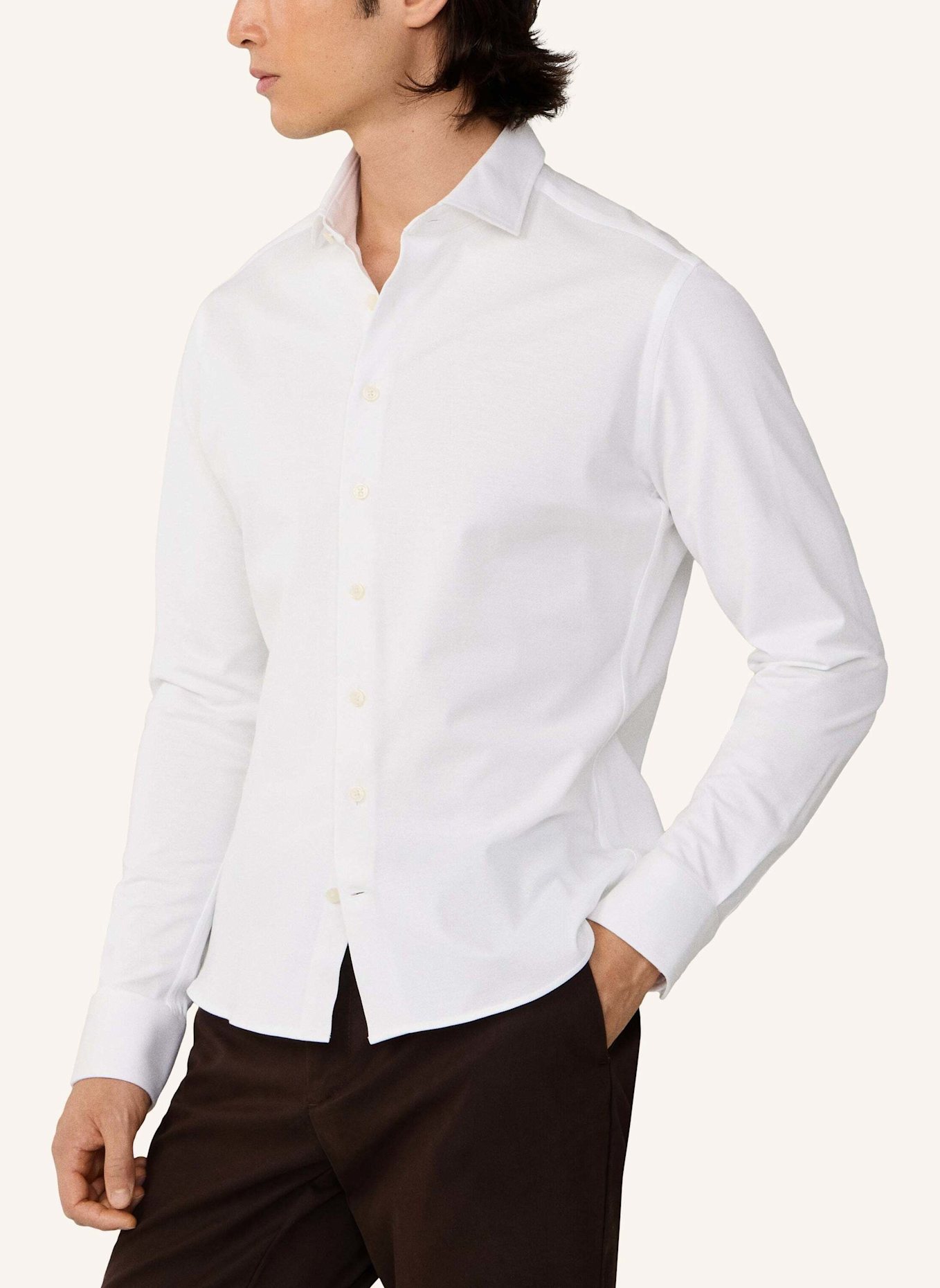 HACKETT LONDON Freizeithemd PIQUE JERSEY SHIRT: WEISS