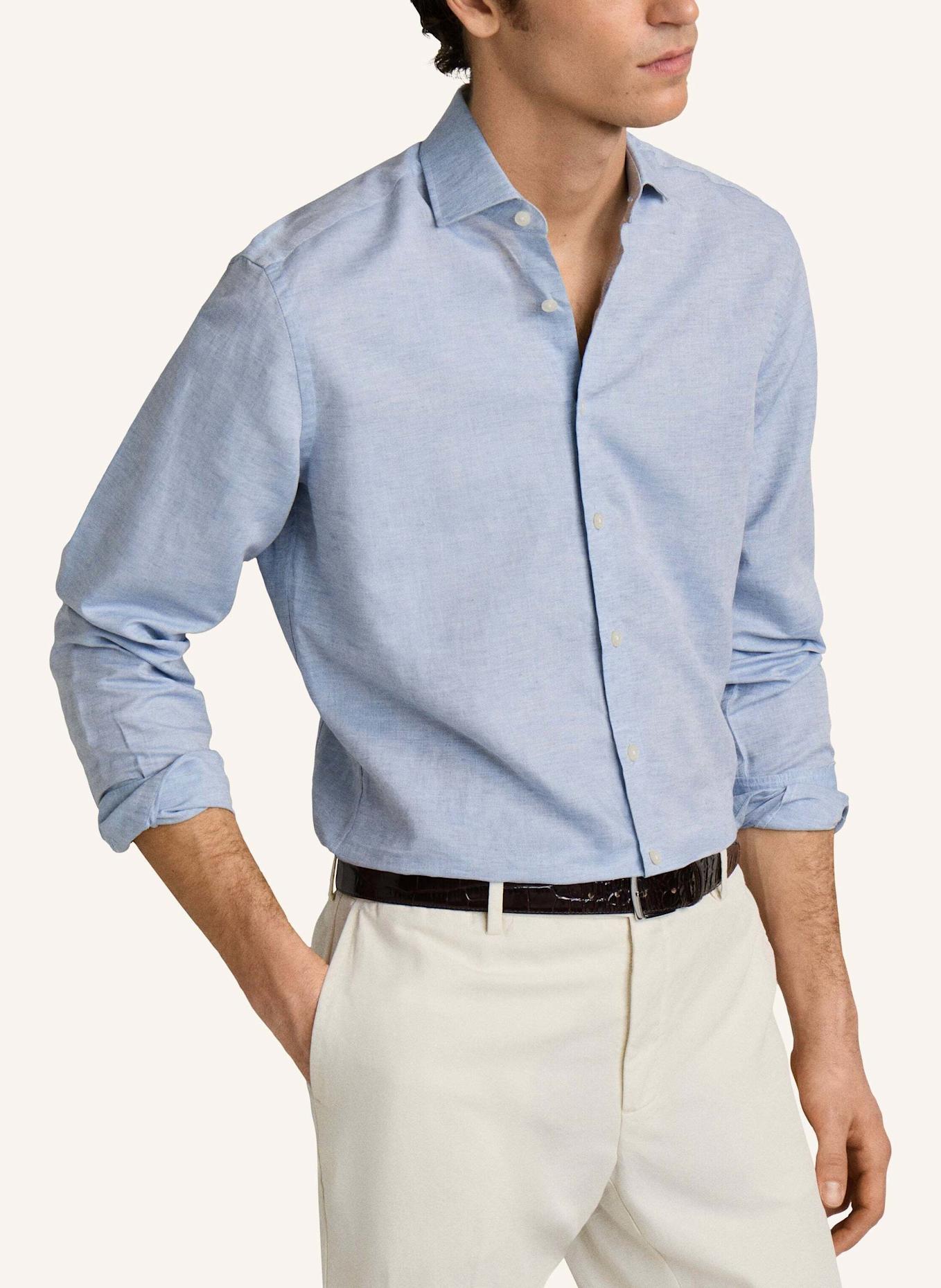 HACKETT LONDON Freizeithemd COT LIN SOLID: BLAU