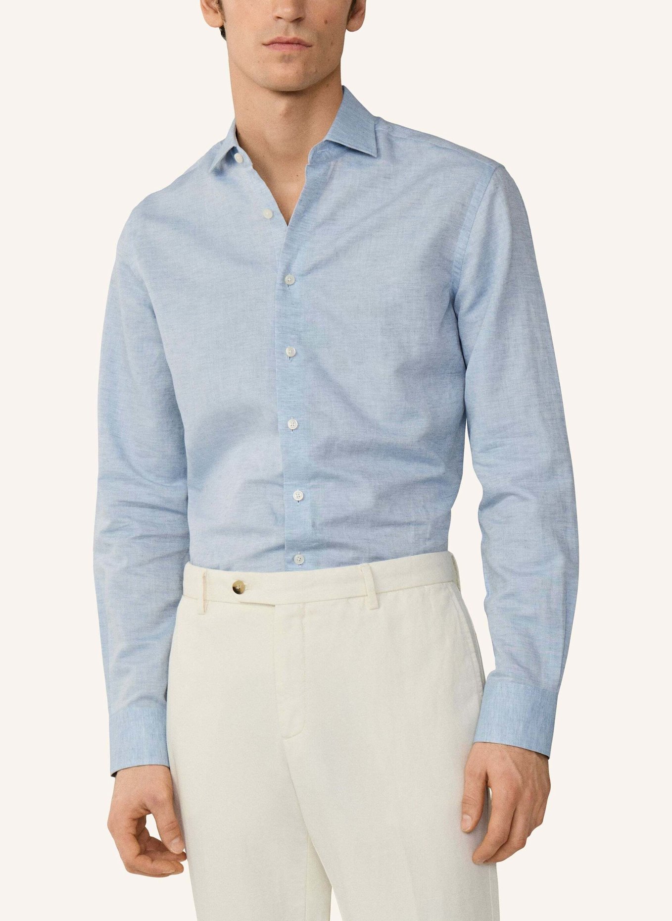 HACKETT LONDON Freizeithemd COT LIN SOLID: BLAU