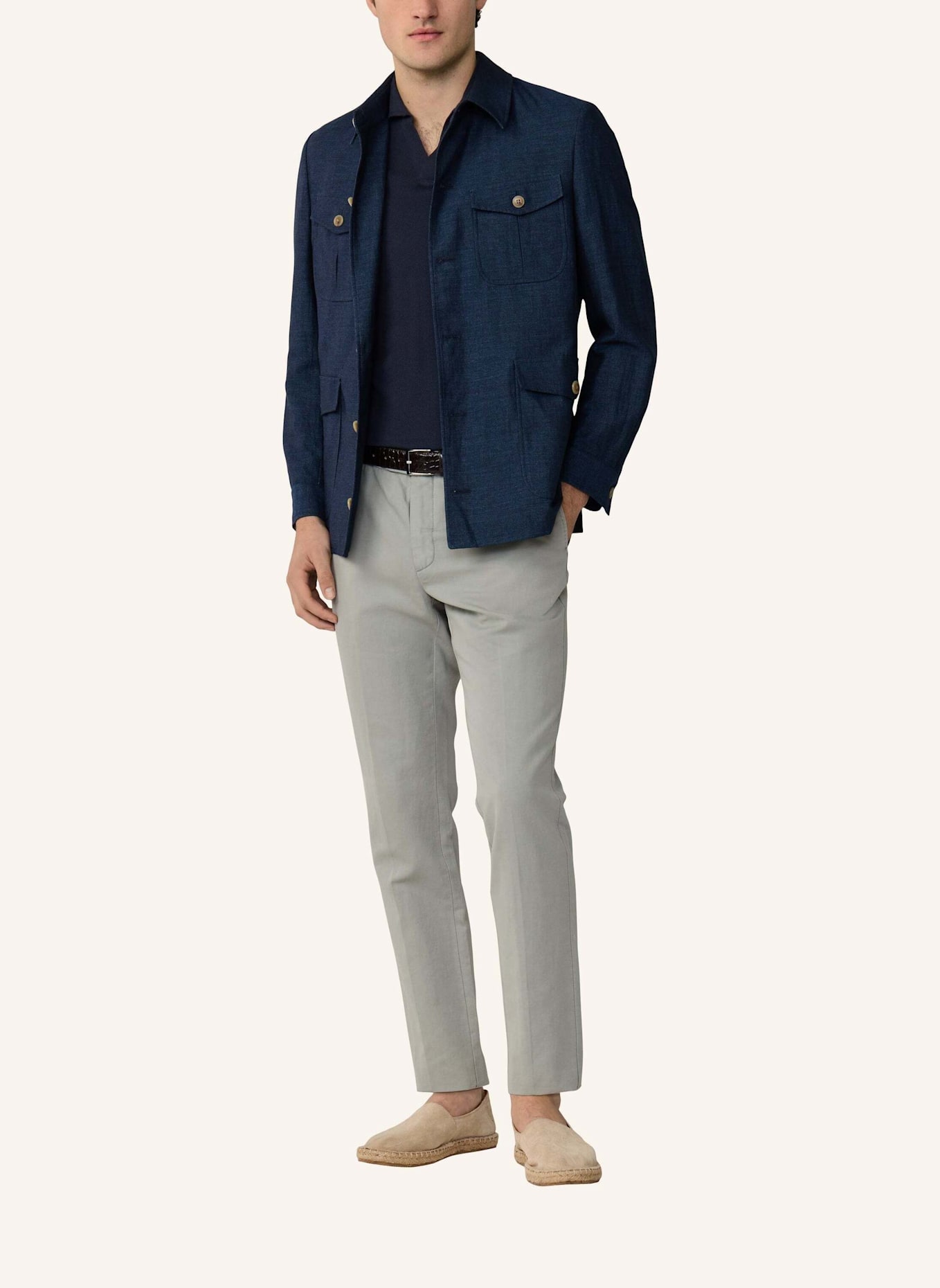 HACKETT LONDON Chino COTTON LINEN CHINO: GRAU