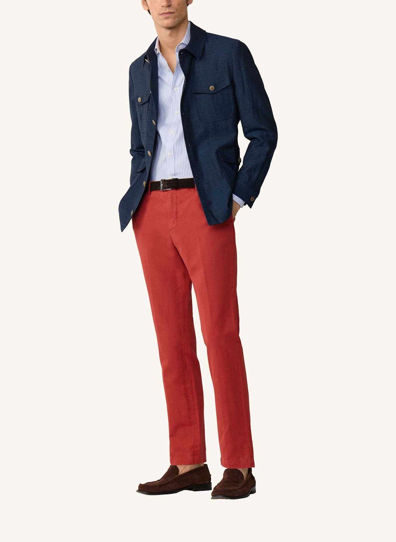 HACKETT LONDON Chino COTTON LINEN CHINO: ROT