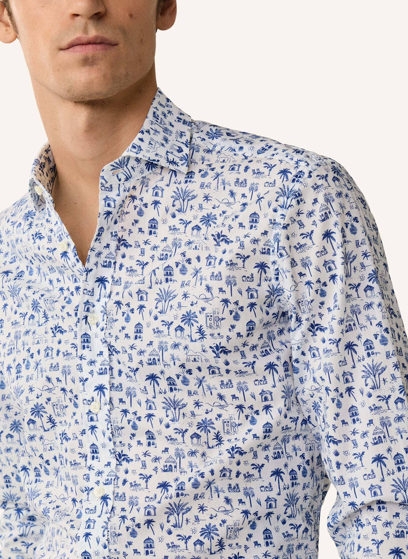 HACKETT LONDON Freizeithemd ISLAND PRINT: BLAU