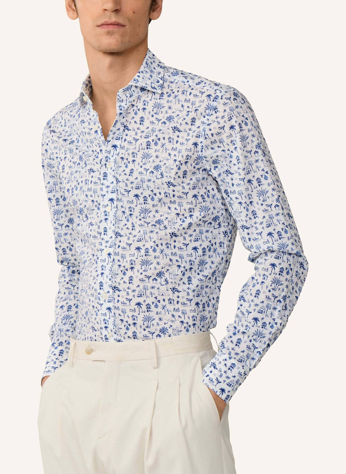 HACKETT LONDON Freizeithemd ISLAND PRINT: BLAU