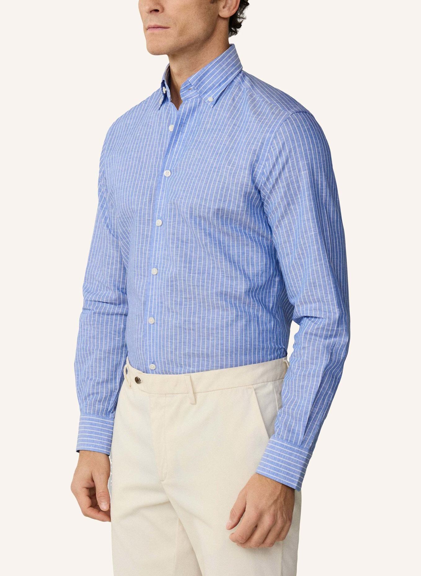 HACKETT LONDON Freizeithemd COT LINEN BLAZER STR: BLAU