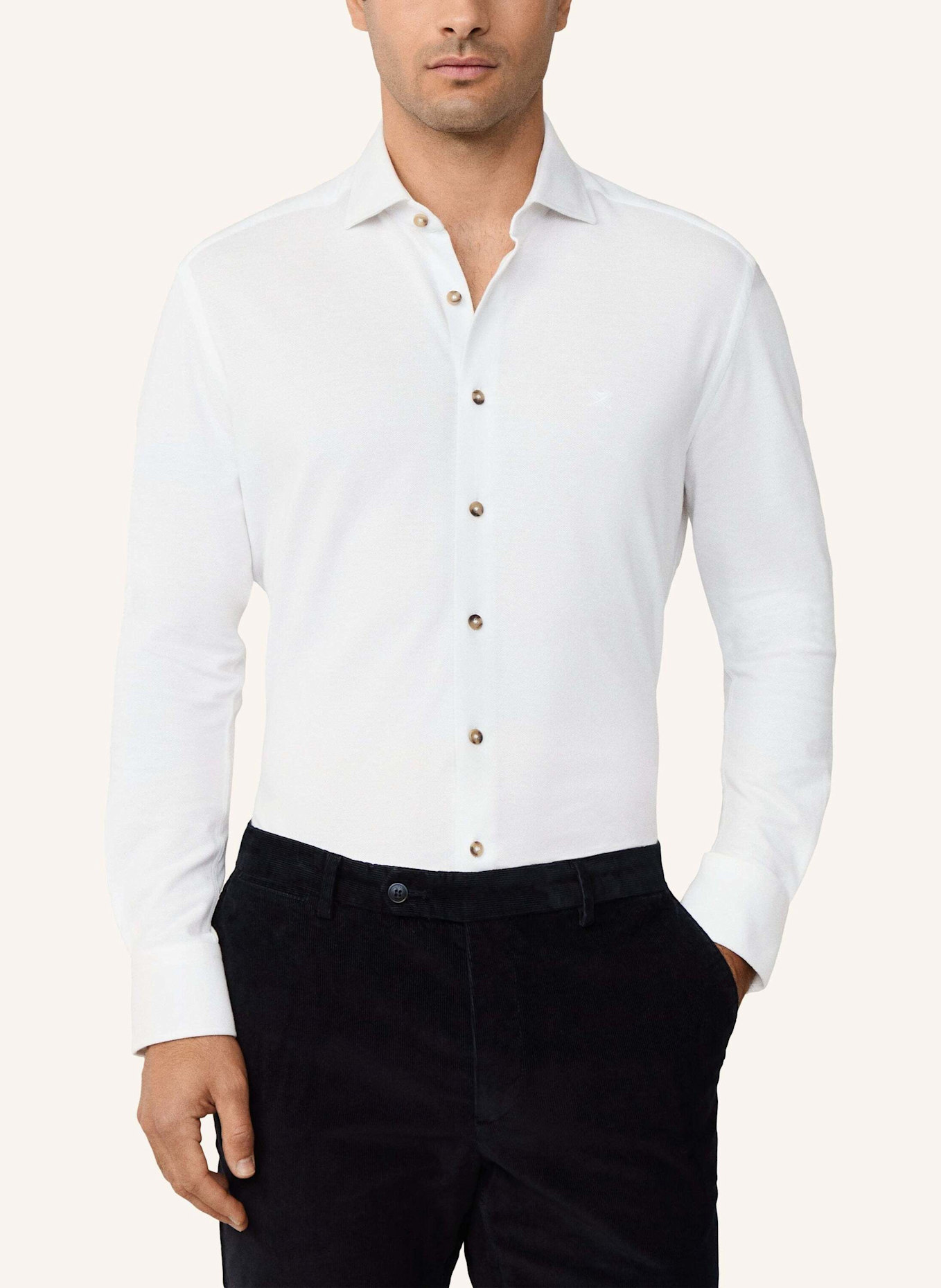 HACKETT LONDON Freizeithemd MELANGE JERSEY PIQUE: WEISS