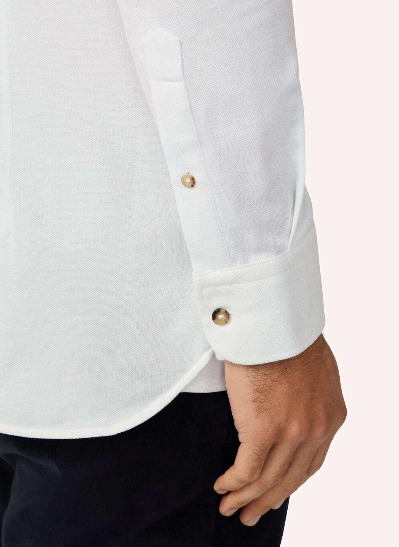 HACKETT LONDON Freizeithemd MELANGE JERSEY PIQUE: WEISS