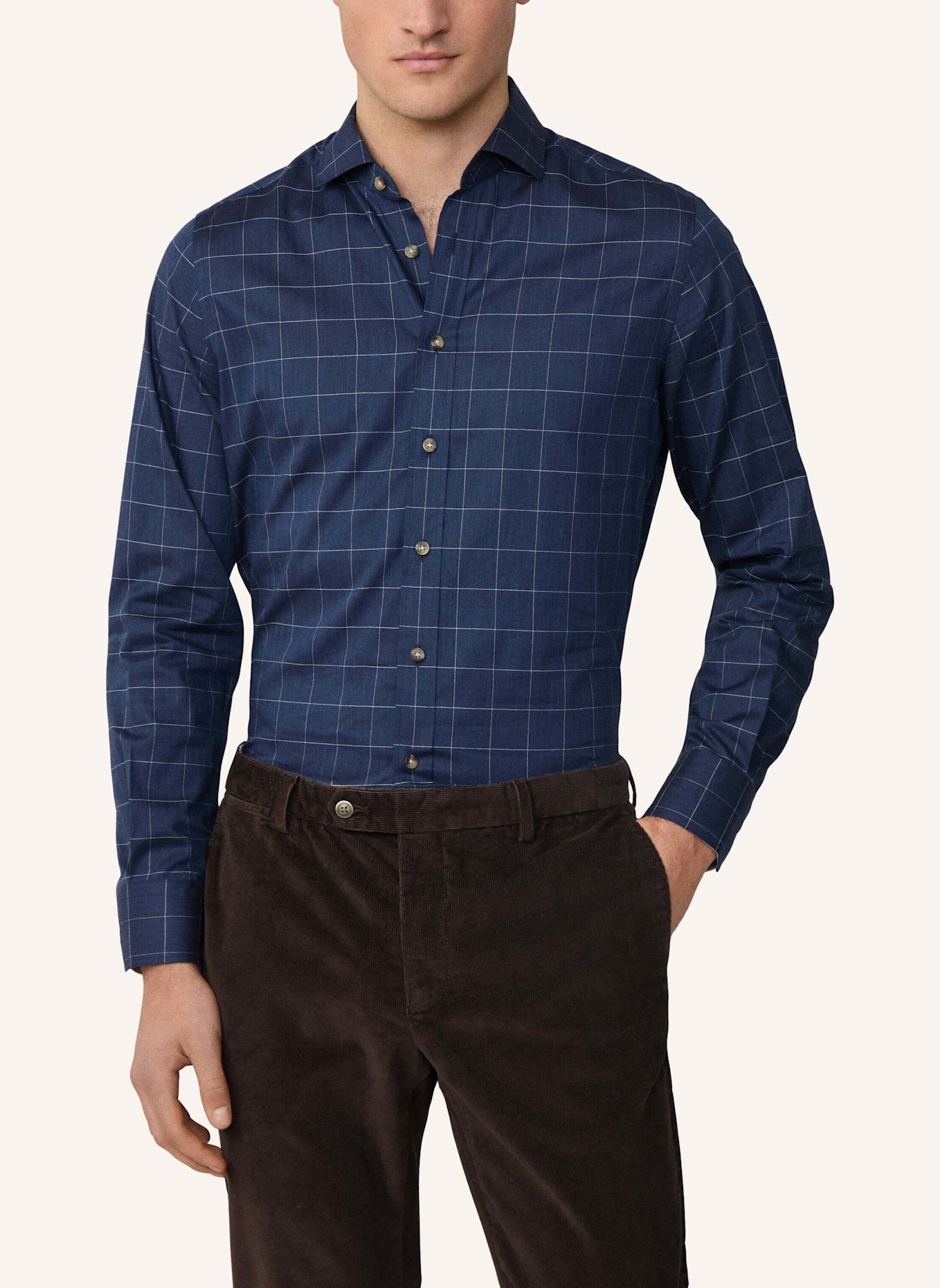 HACKETT LONDON Freizeithemd FLANNEL WINDOWPANE: BLAU