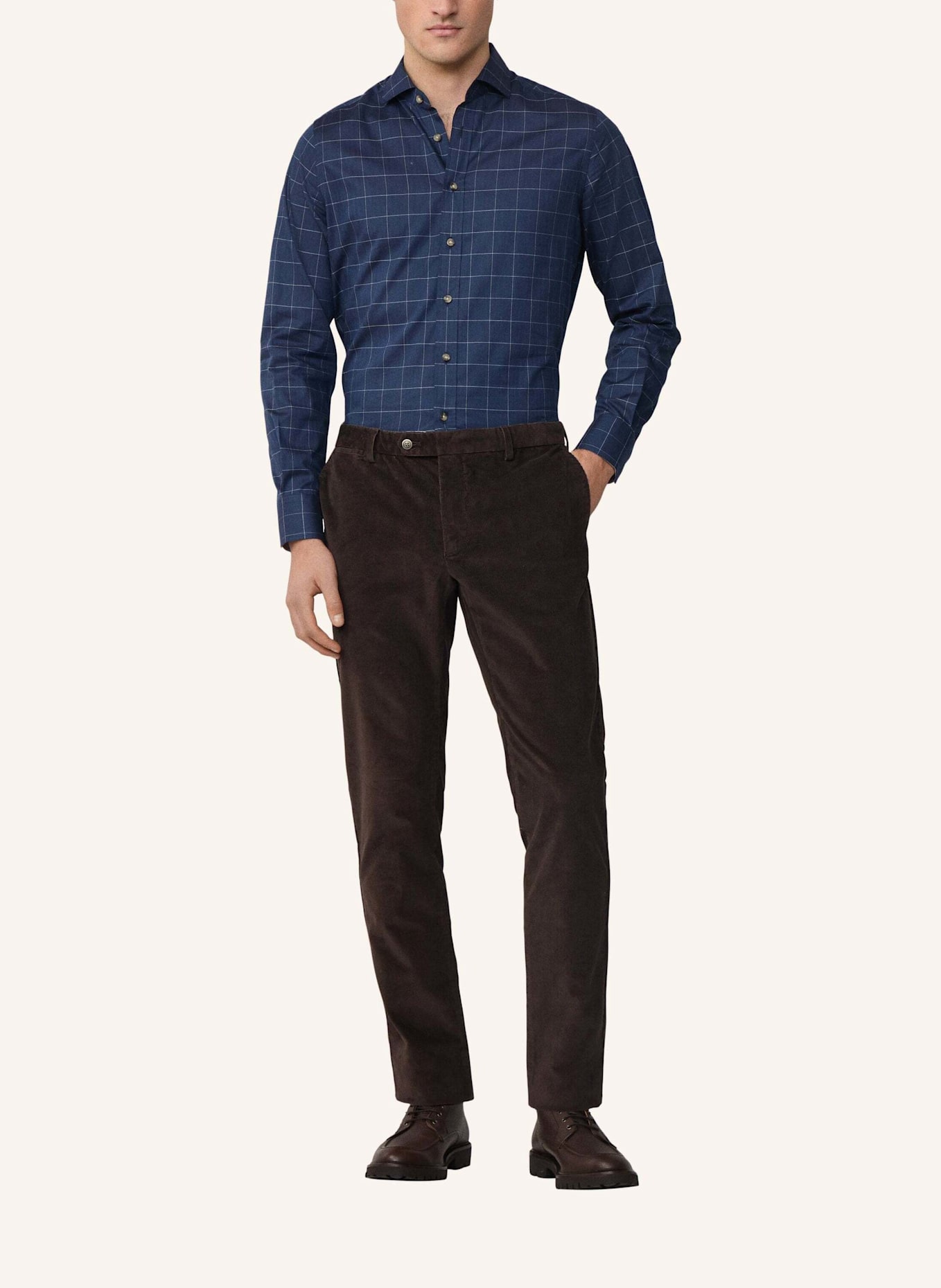 HACKETT LONDON Freizeithemd FLANNEL WINDOWPANE: BLAU
