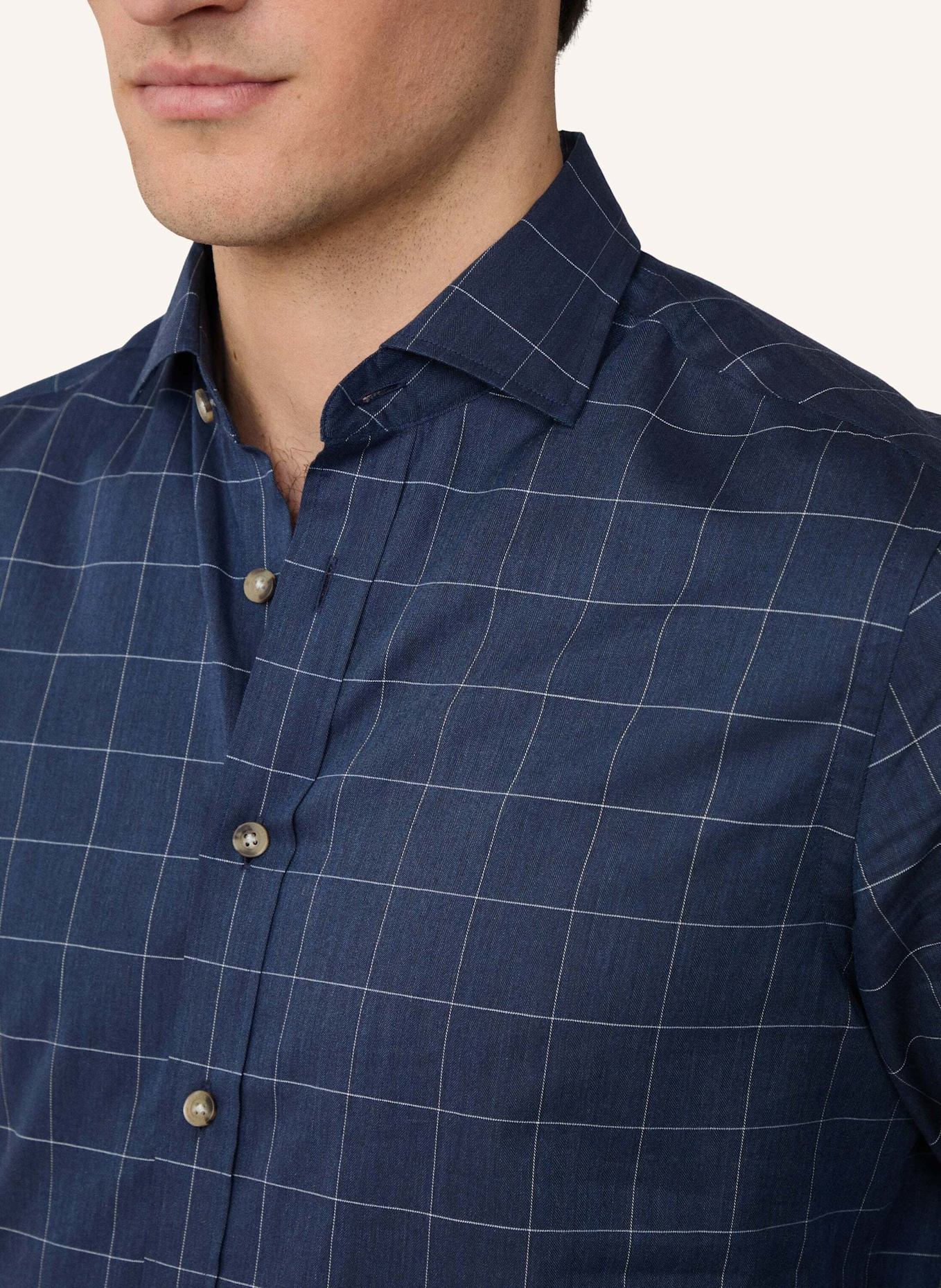 HACKETT LONDON Freizeithemd FLANNEL WINDOWPANE: BLAU