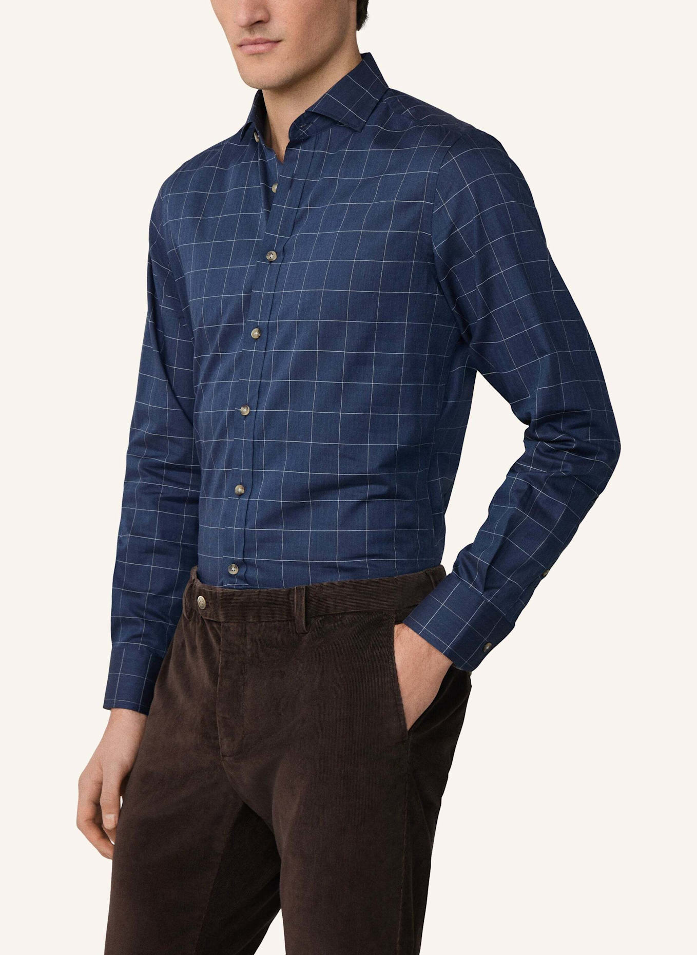 HACKETT LONDON Freizeithemd FLANNEL WINDOWPANE: BLAU