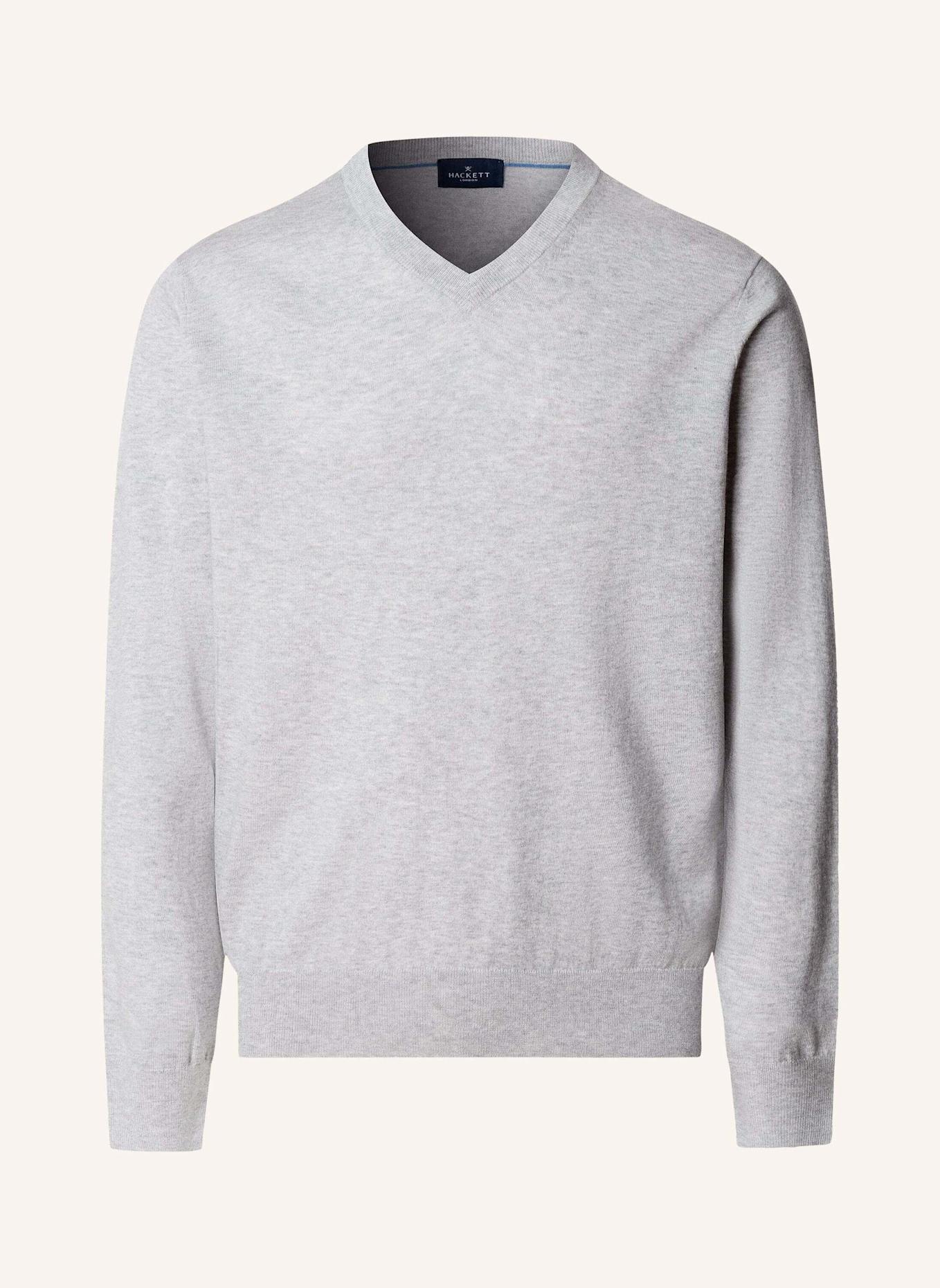 HACKETT LONDON Pullover COTTON CASH V NECK: GRAU