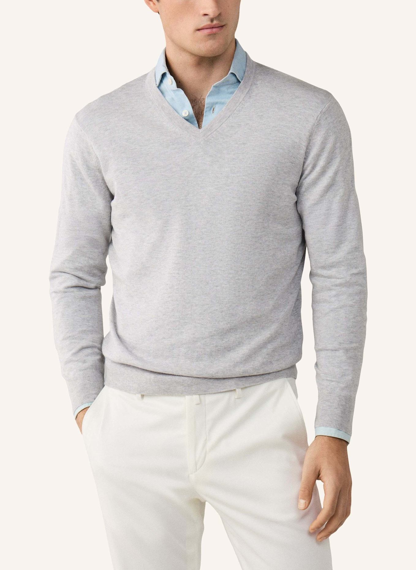 HACKETT LONDON Pullover COTTON CASH V NECK: GRAU