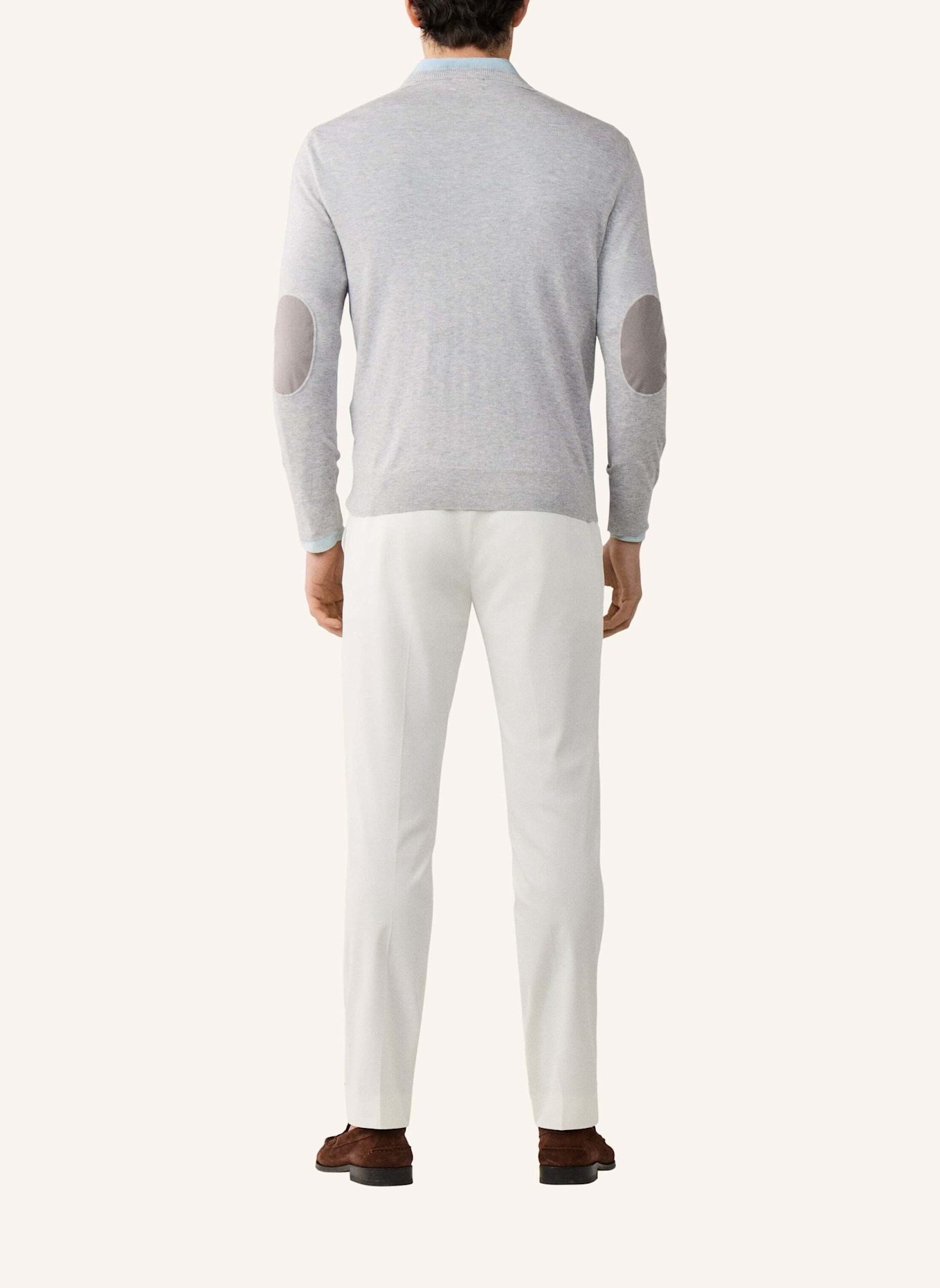 HACKETT LONDON Pullover COTTON CASH V NECK: GRAU