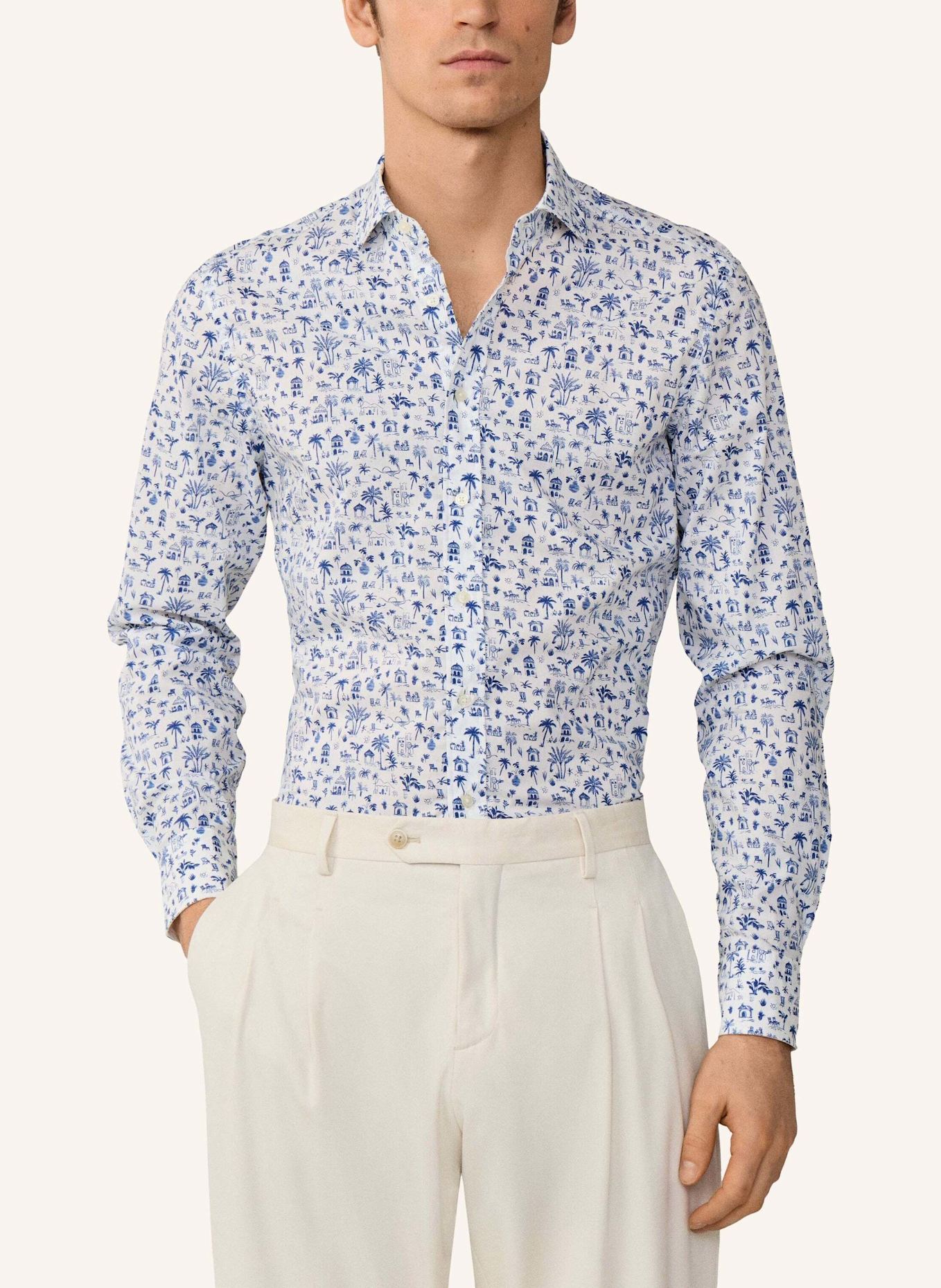 HACKETT LONDON Freizeithemd ISLAND PRINT: BLAU