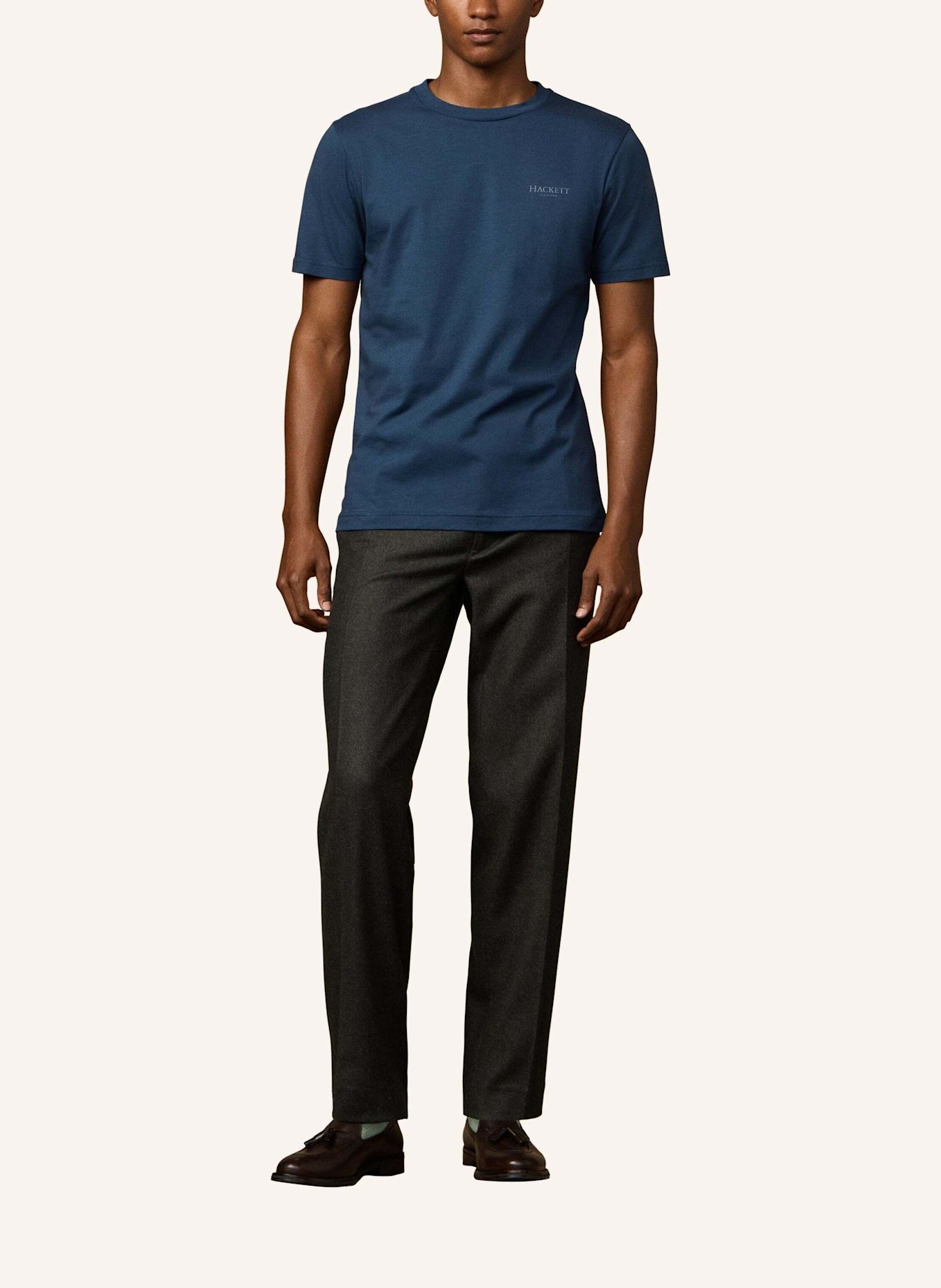 HACKETT LONDON T-Shirt HERITAGE ESS SMALL LGO: DUNKELBLAU