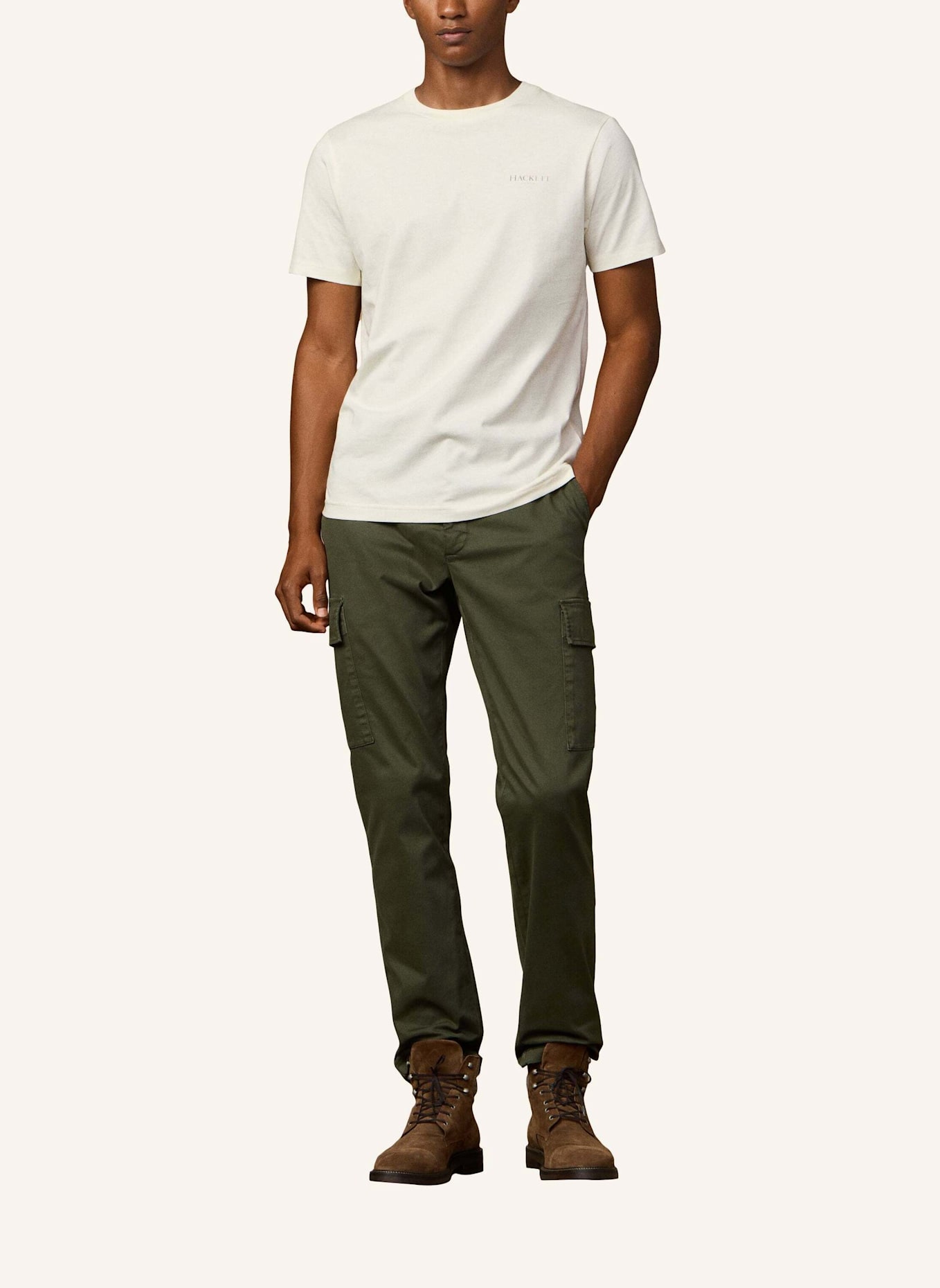 HACKETT LONDON T-Shirt HERITAGE ESS SMALL LGO: CREME