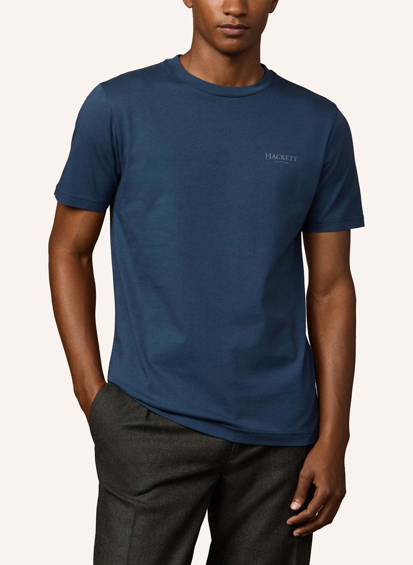 HACKETT LONDON T-Shirt HERITAGE ESS SMALL LGO: DUNKELBLAU