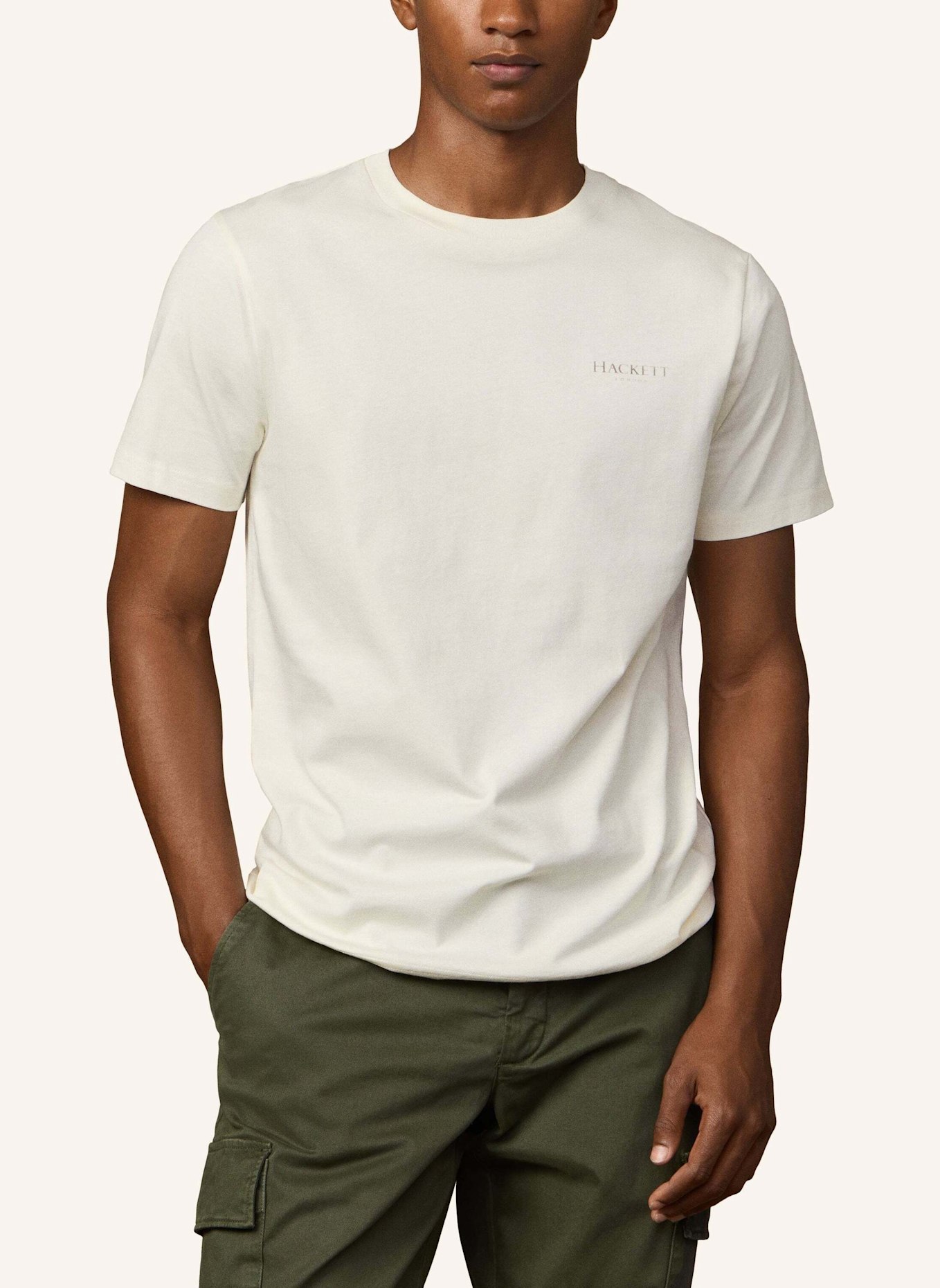 HACKETT LONDON T-Shirt HERITAGE ESS SMALL LGO: CREME