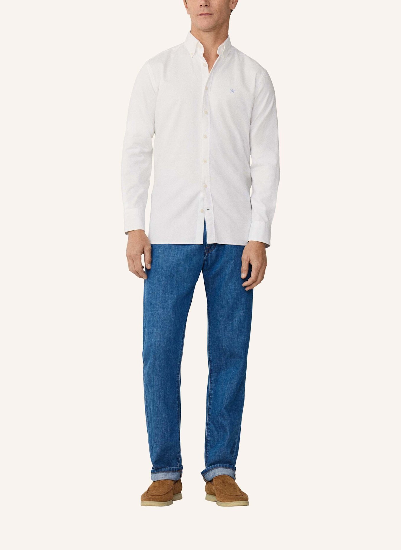 HACKETT LONDON Sweatshirt ESS GMT DYED OXFORD: WEISS