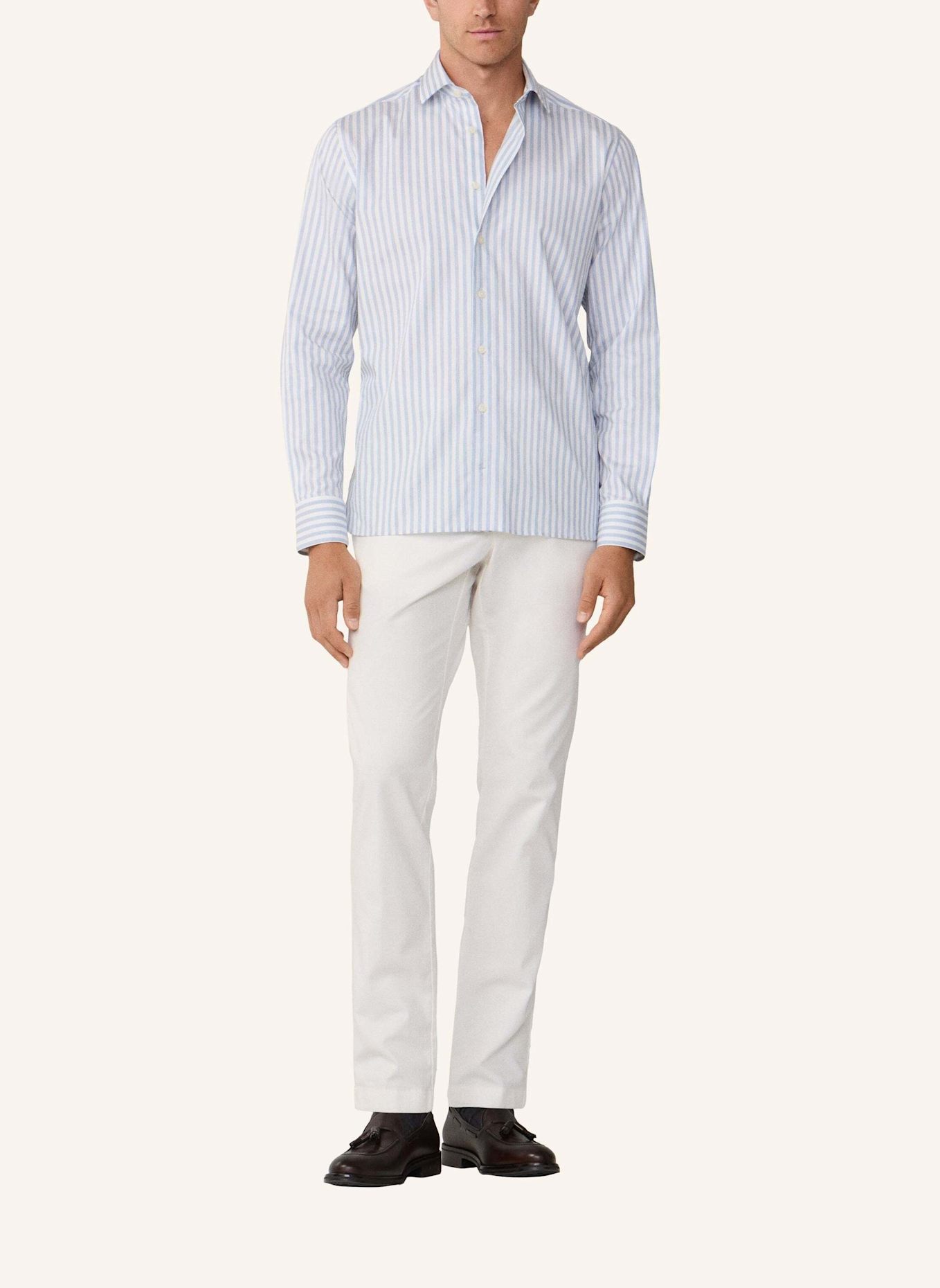 HACKETT LONDON Freizeithemd MELANGE STRIPE: HELLBLAU