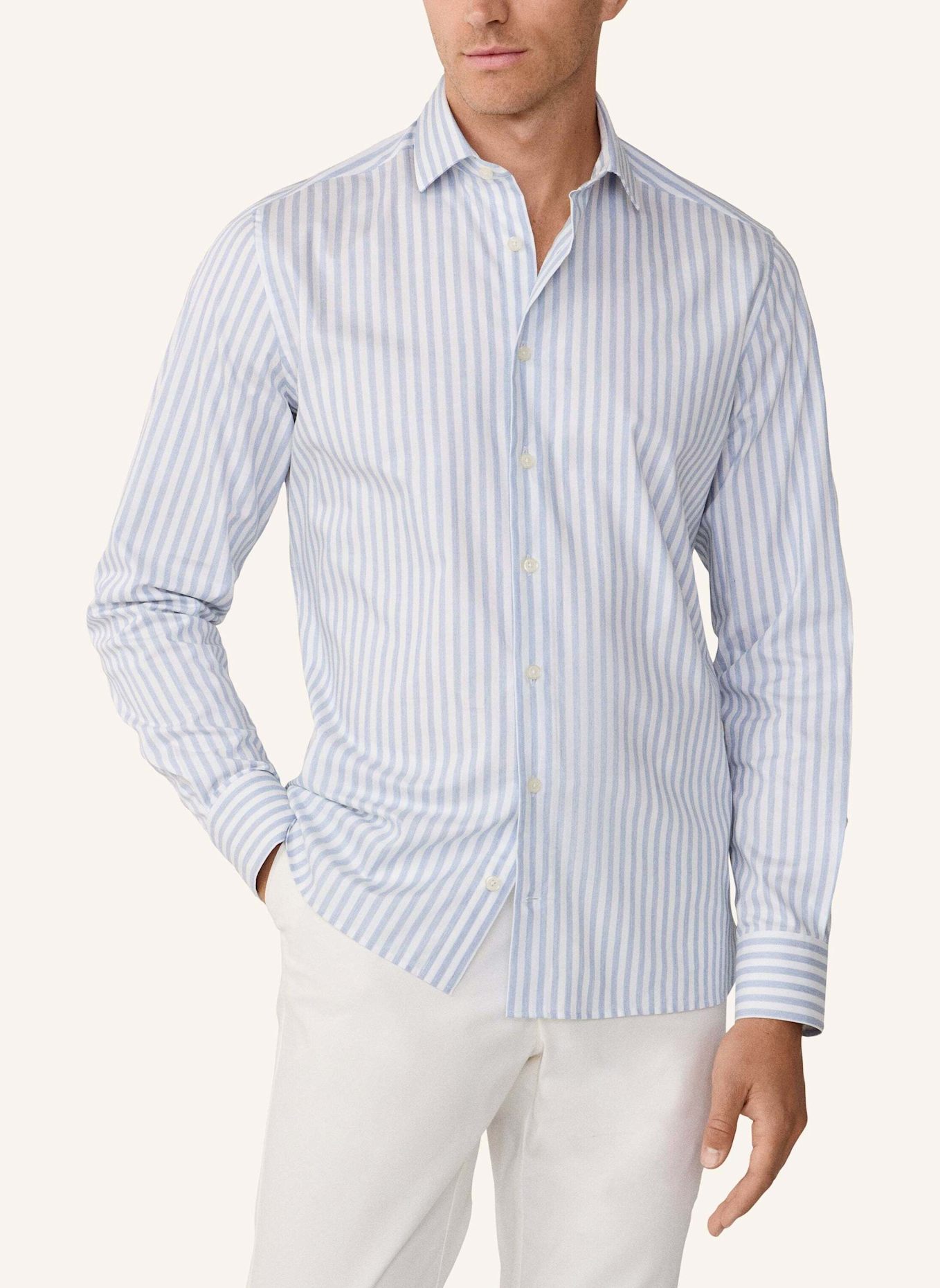 HACKETT LONDON Freizeithemd MELANGE STRIPE: HELLBLAU
