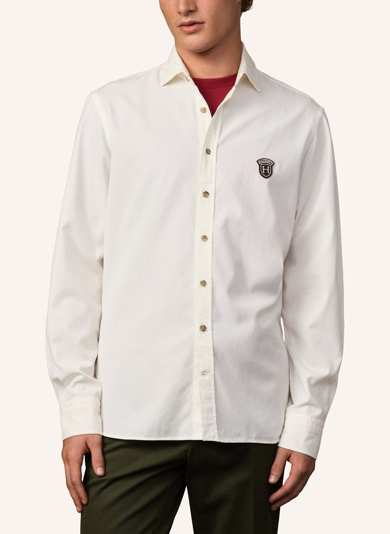 HACKETT LONDON Freizeithemd HERITAGE TWILL: ECRU/ WEISS