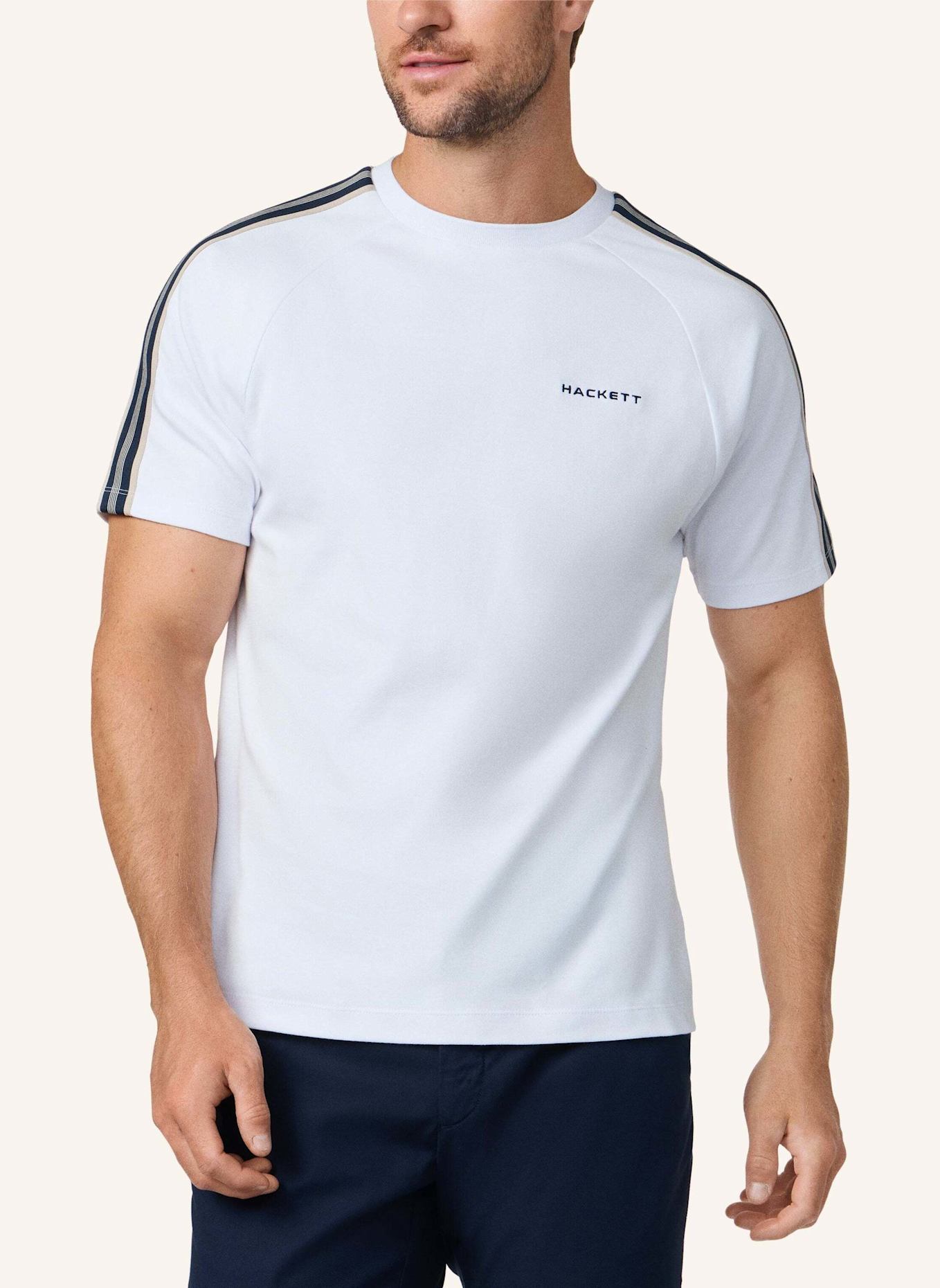 HACKETT LONDON T-Shirt HS TAPE TEE: WEISS