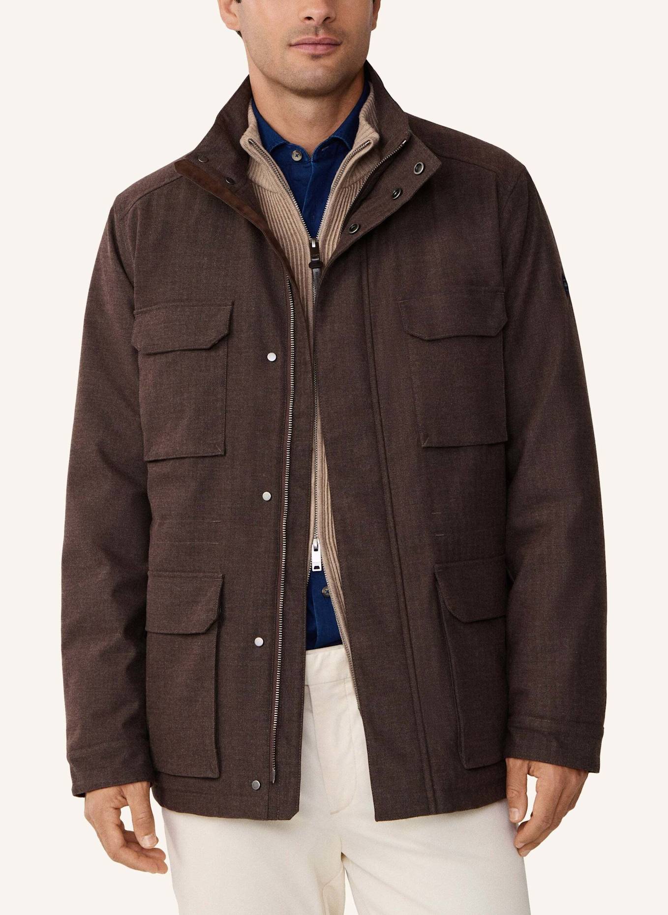 HACKETT LONDON Regenjacke HBONE LUX FIELD JKT: BRAUN
