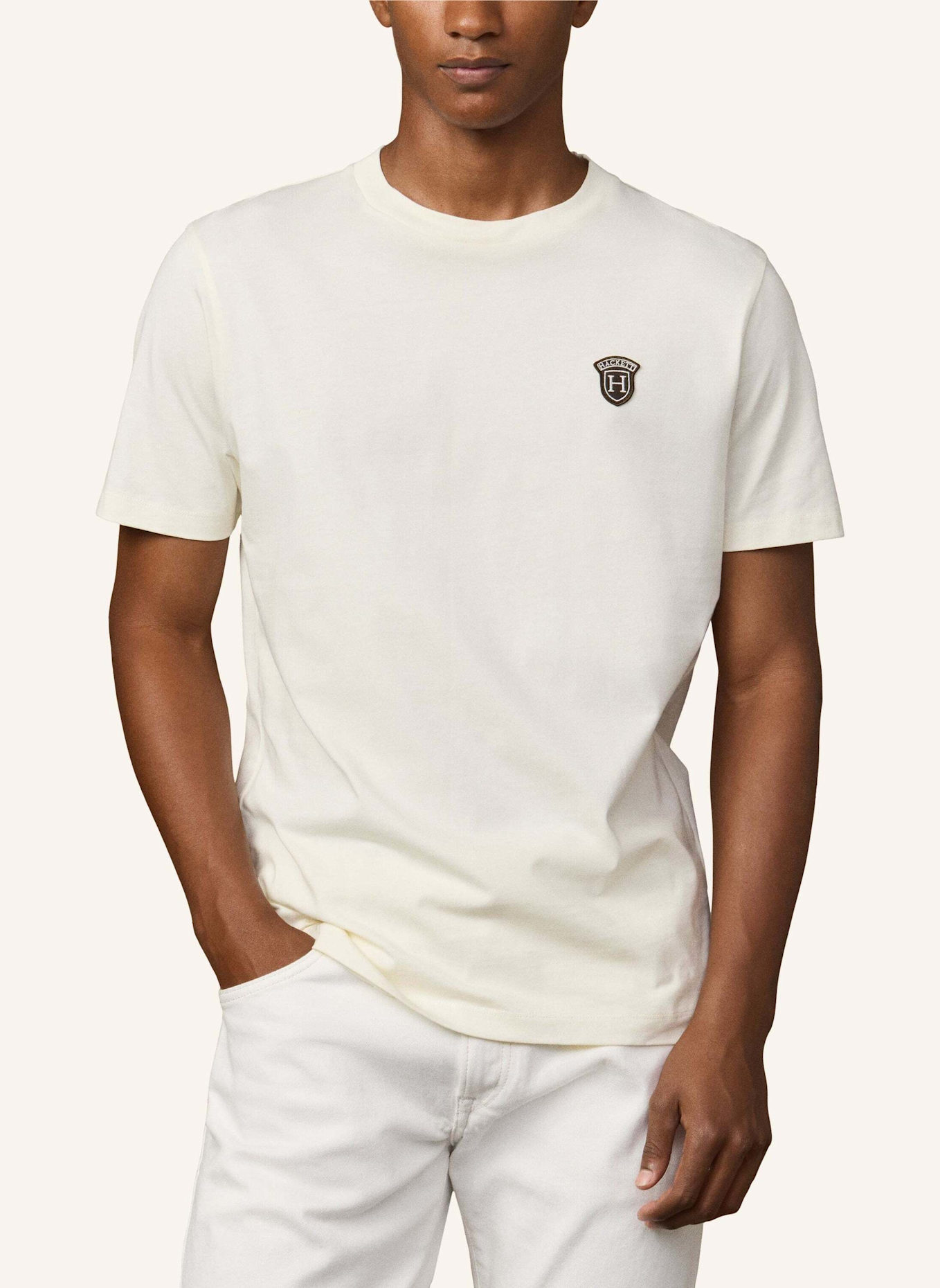 HACKETT LONDON T-Shirt HERITAGE BADGE TEE: CREME